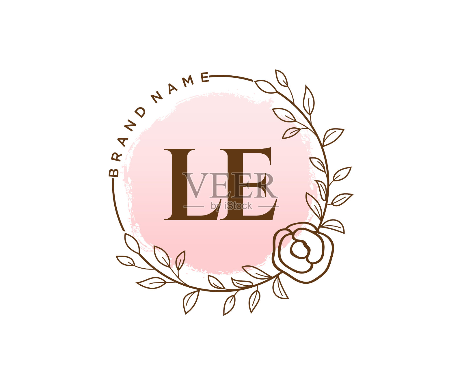 最初的le女性标志可用的自然沙龙设计元素图片