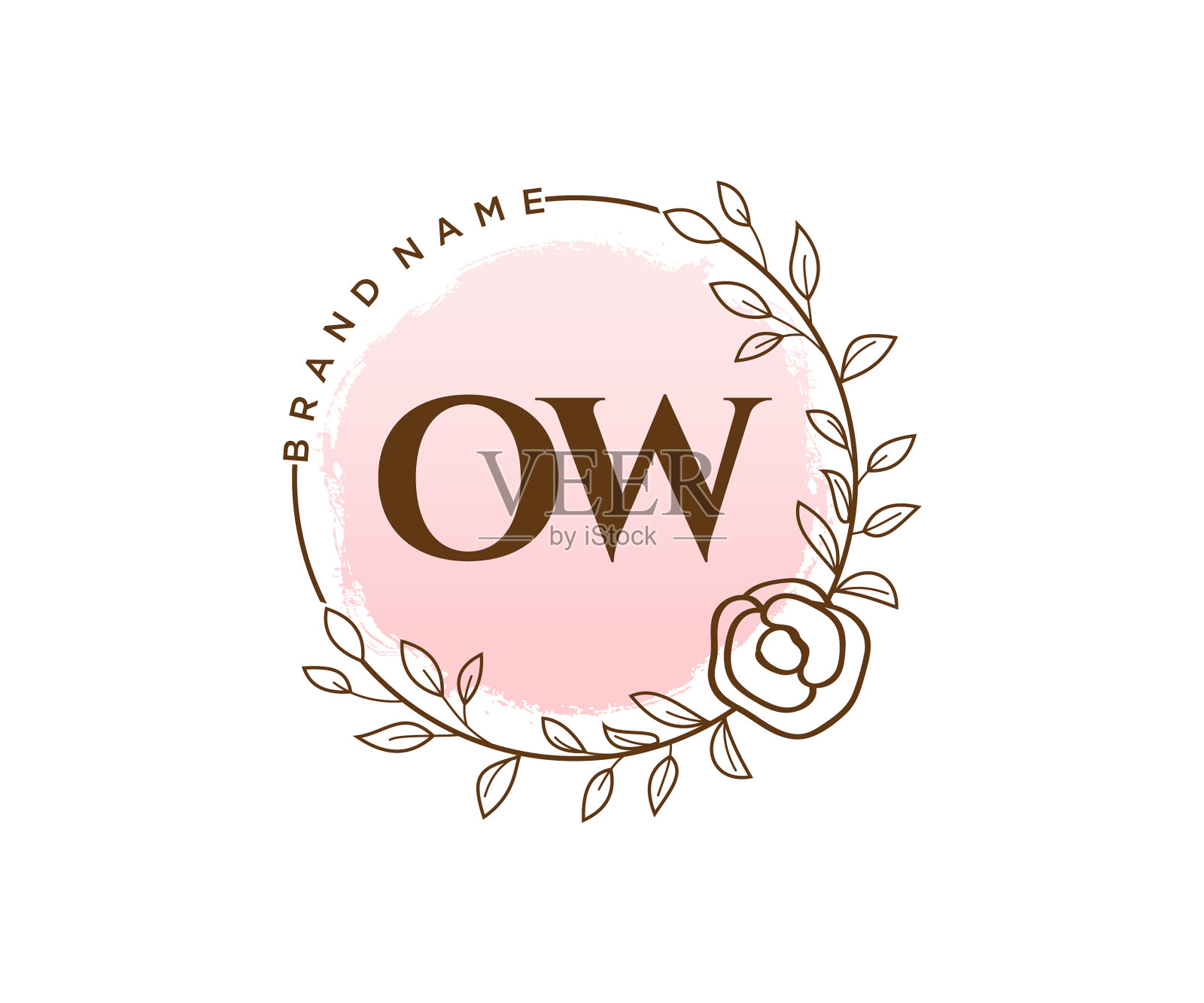 初始ow女性标志可用的自然沙龙设计元素图片