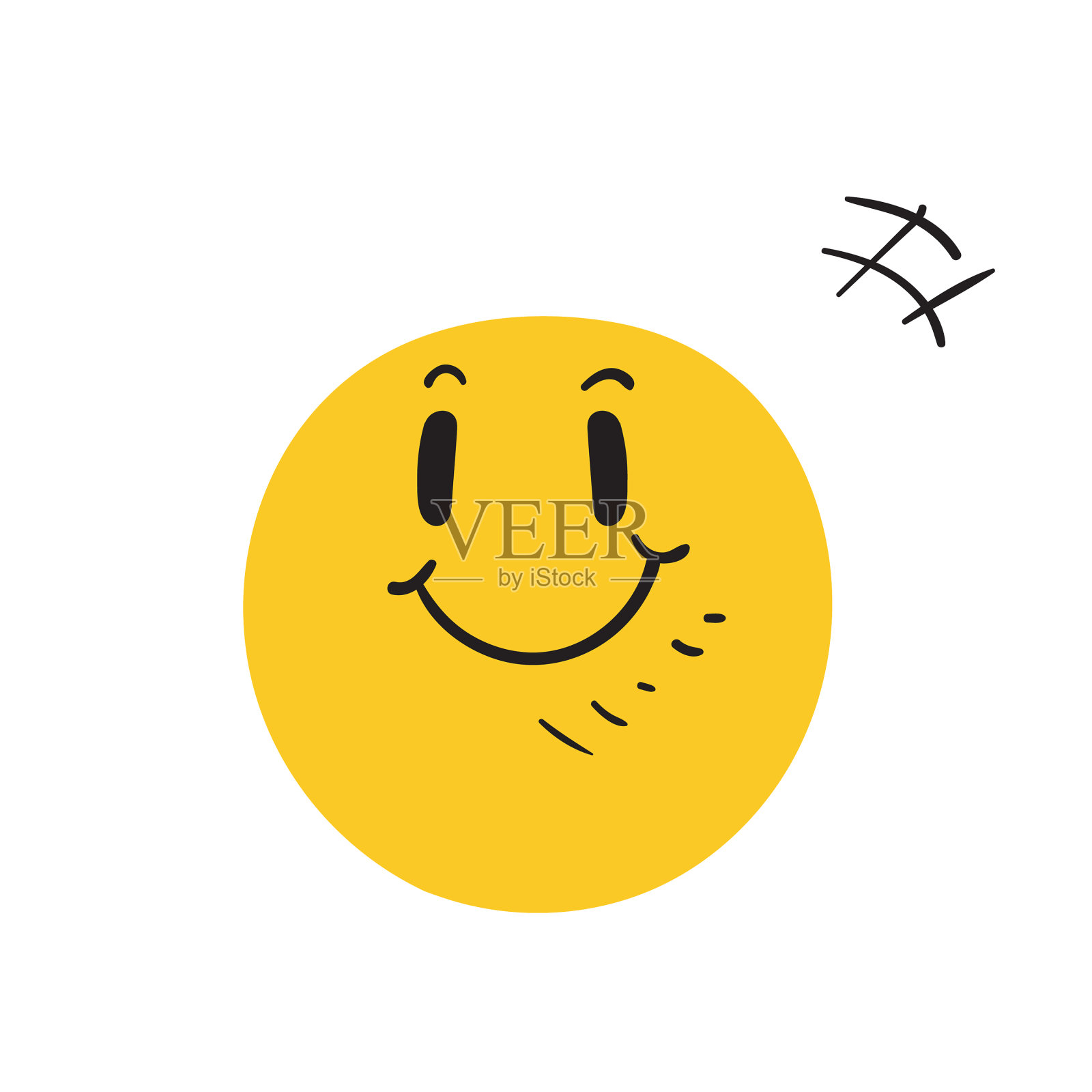 手绘涂鸦微笑和大笑的表情图标设计元素图片