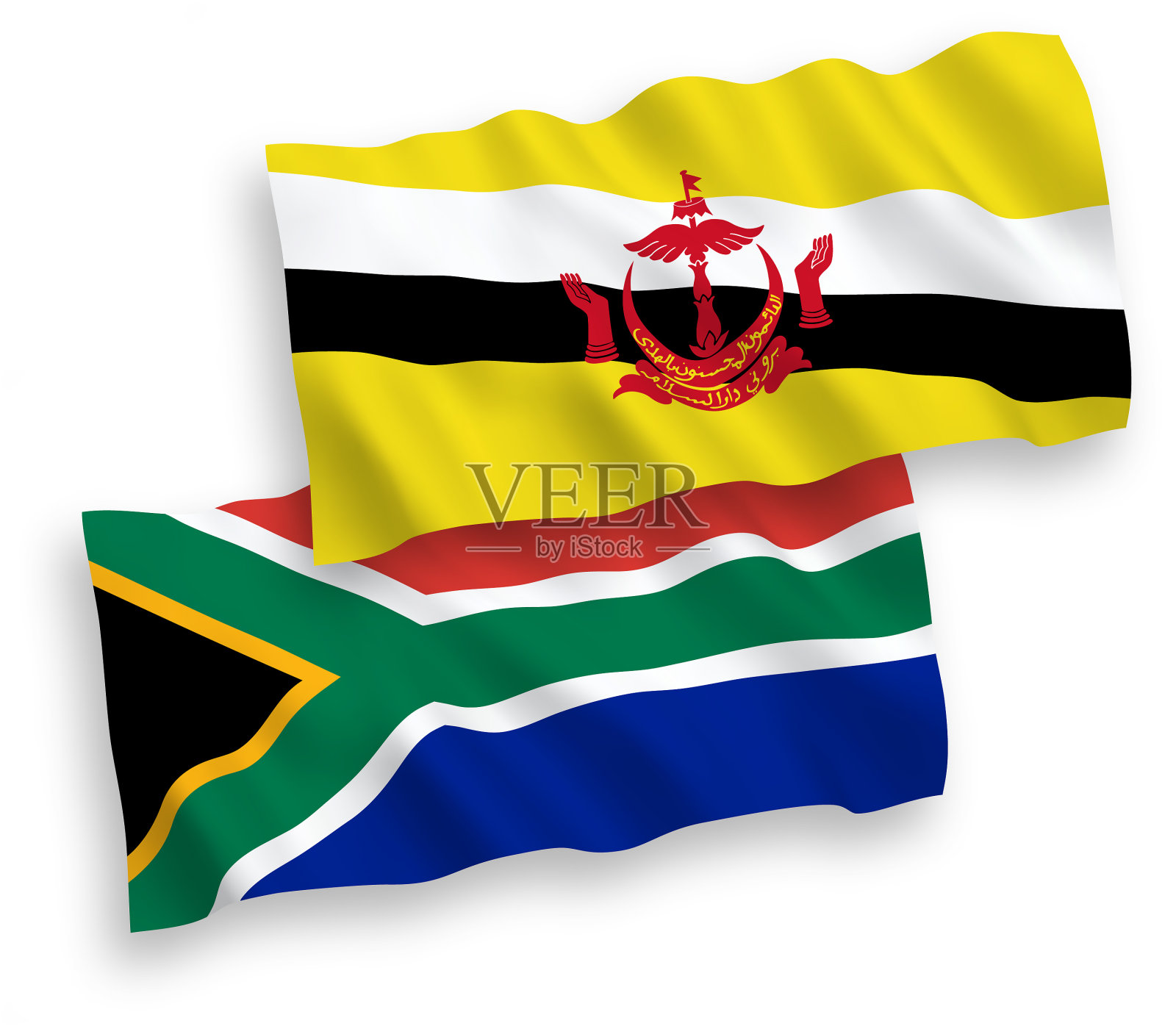 国旗上有文莱和南非共和国的国旗设计元素图片