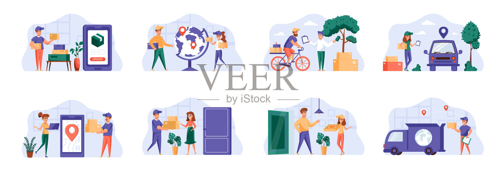 交付场景捆绑与人的角色插画图片素材