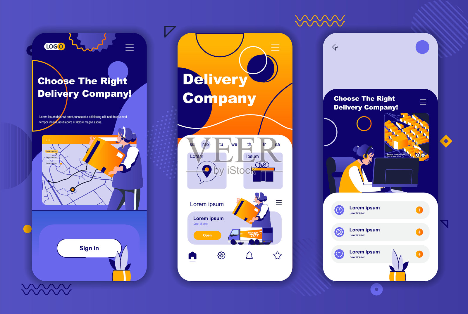 快递公司独特的社交套件设计设计模板素材