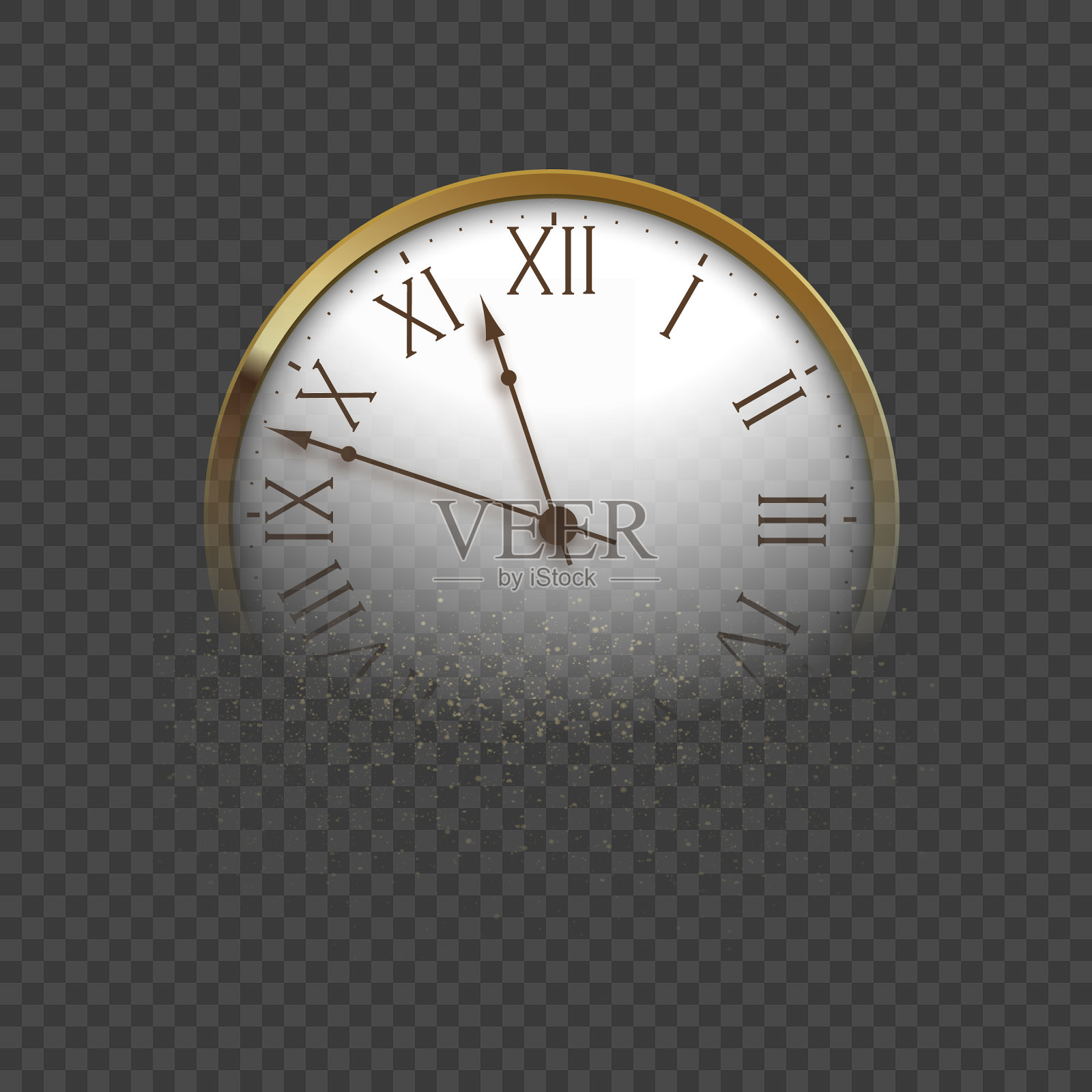 新年时钟与罗马数字孤立插画图片素材