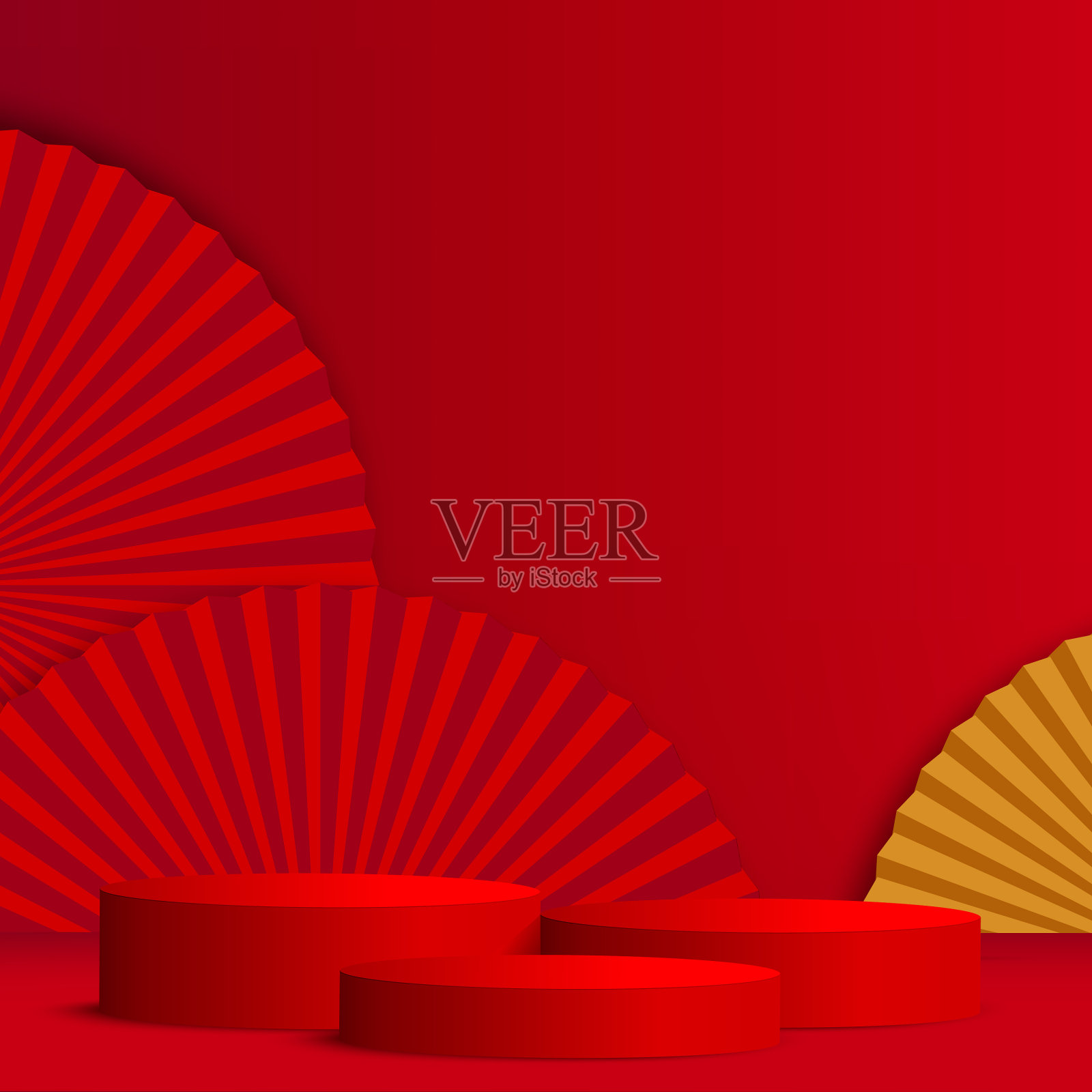 中国新年背景与红色的讲台插画图片素材