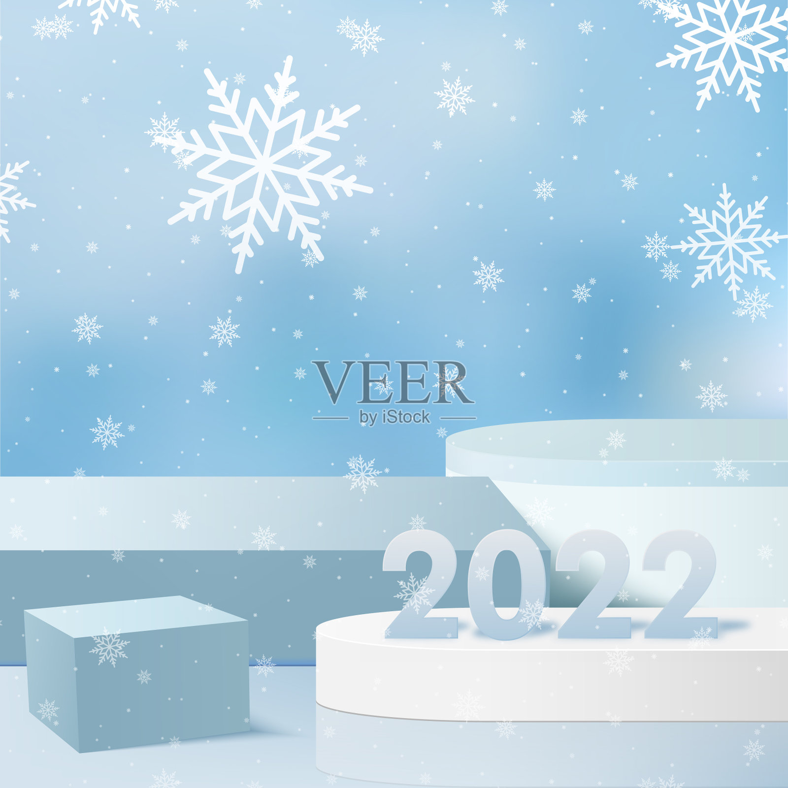 2022号贺卡在领奖台上插画图片素材