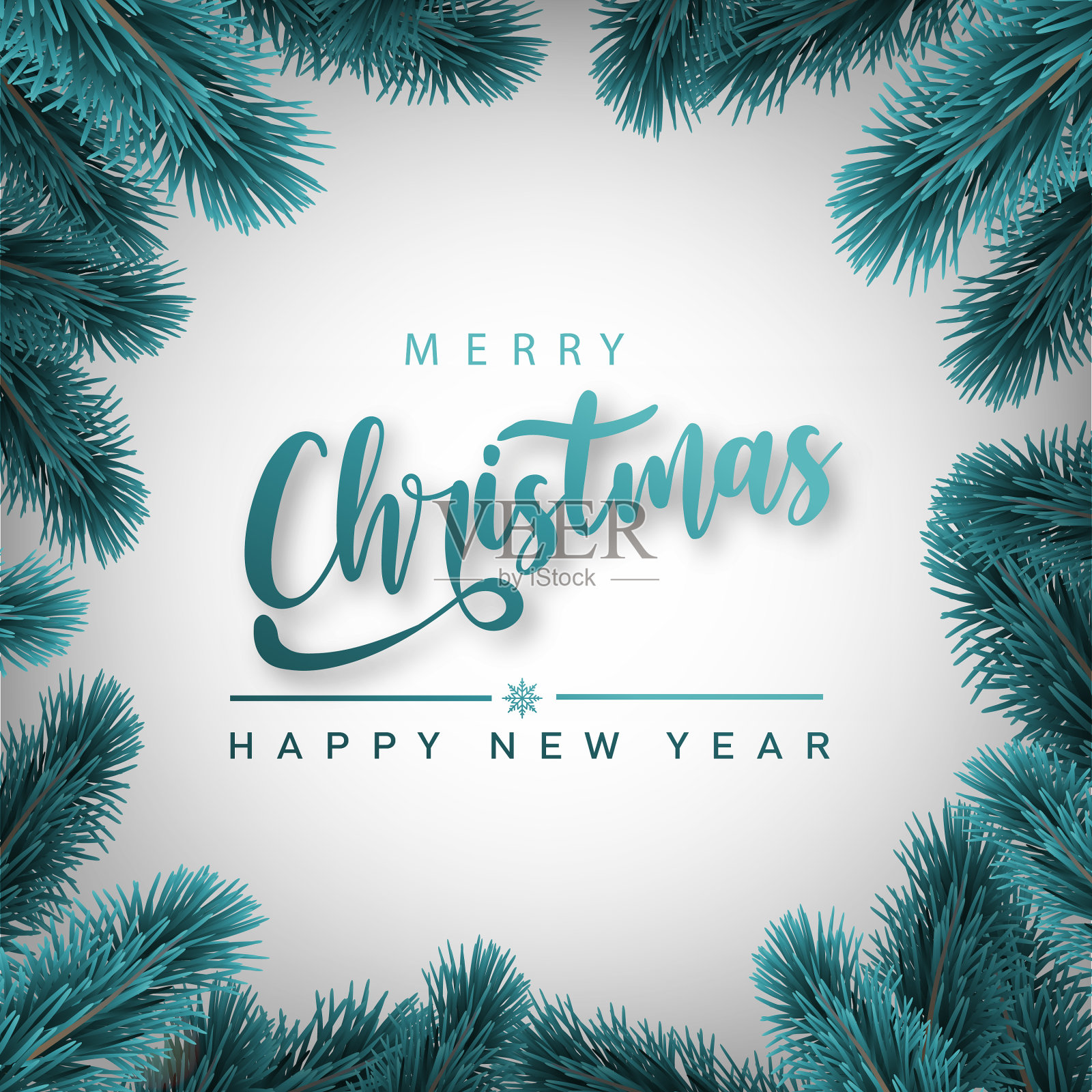 圣诞贺卡与松枝框架插画图片素材