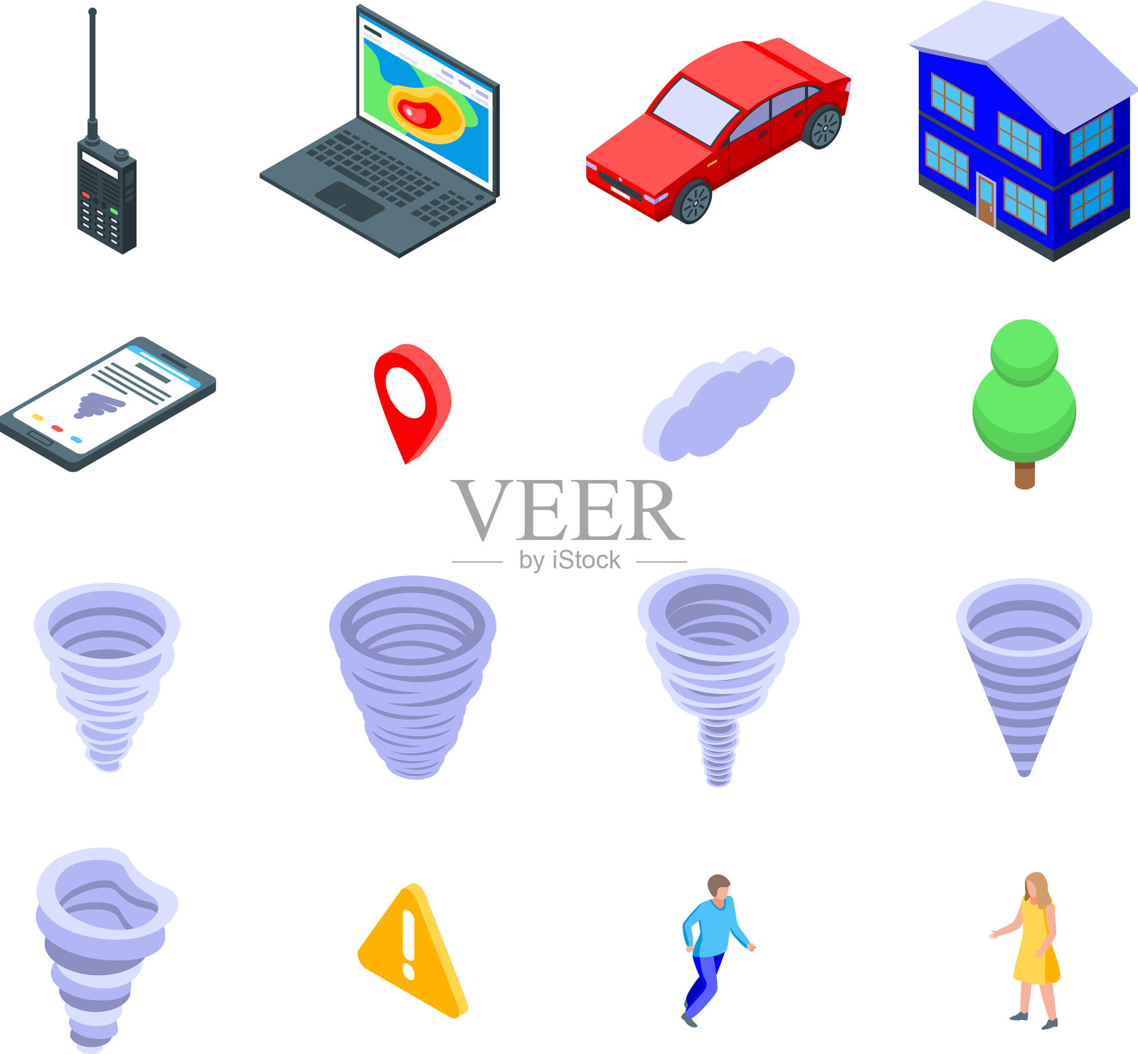 龙卷风图标设置等距风格图标素材