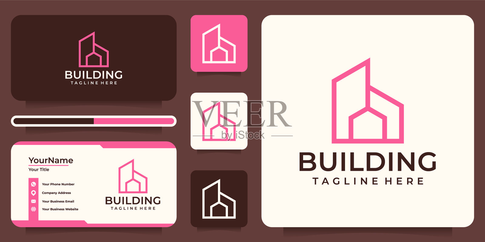 字母豪线建筑地产标志des插画图片素材