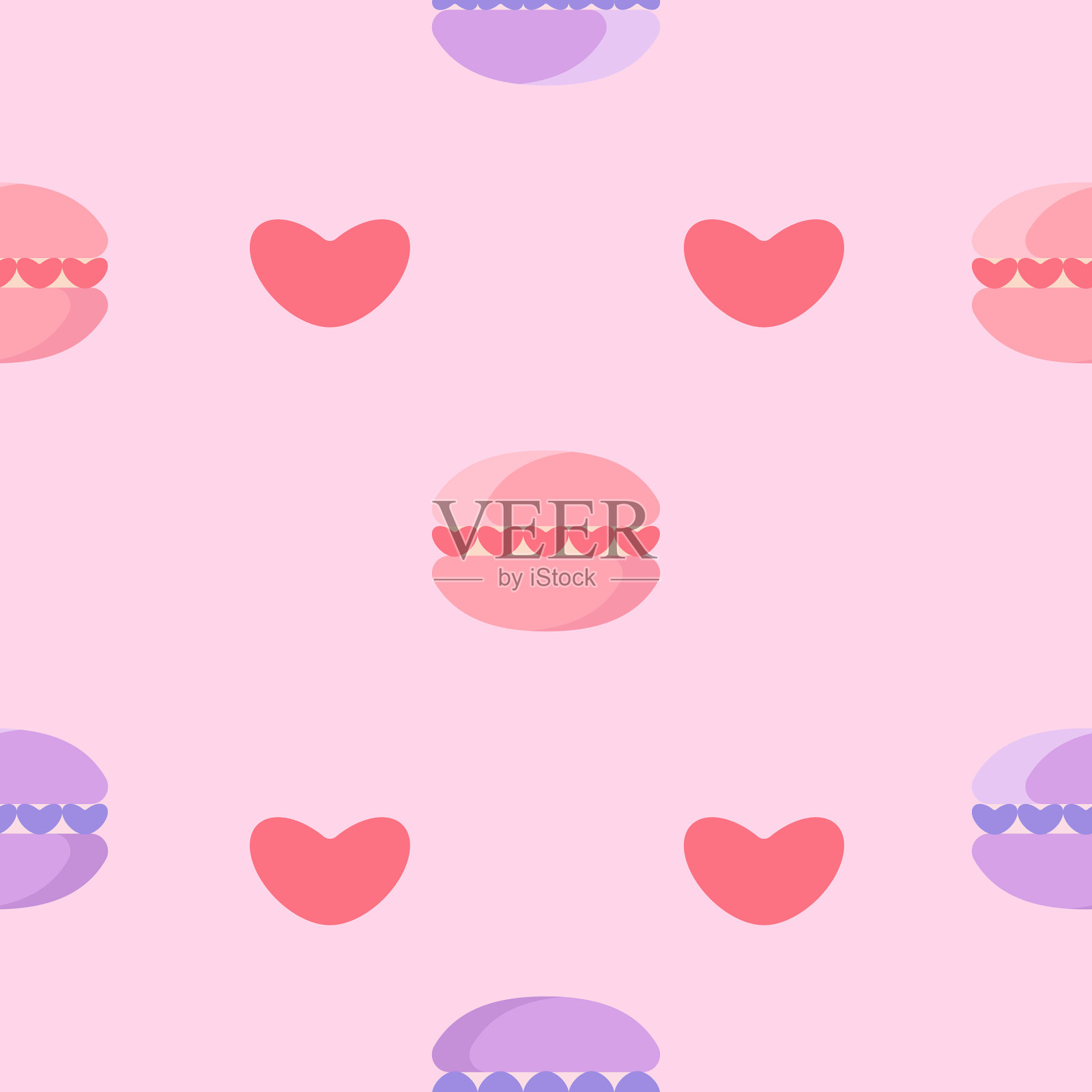 马卡龙无缝图案中插画图片素材