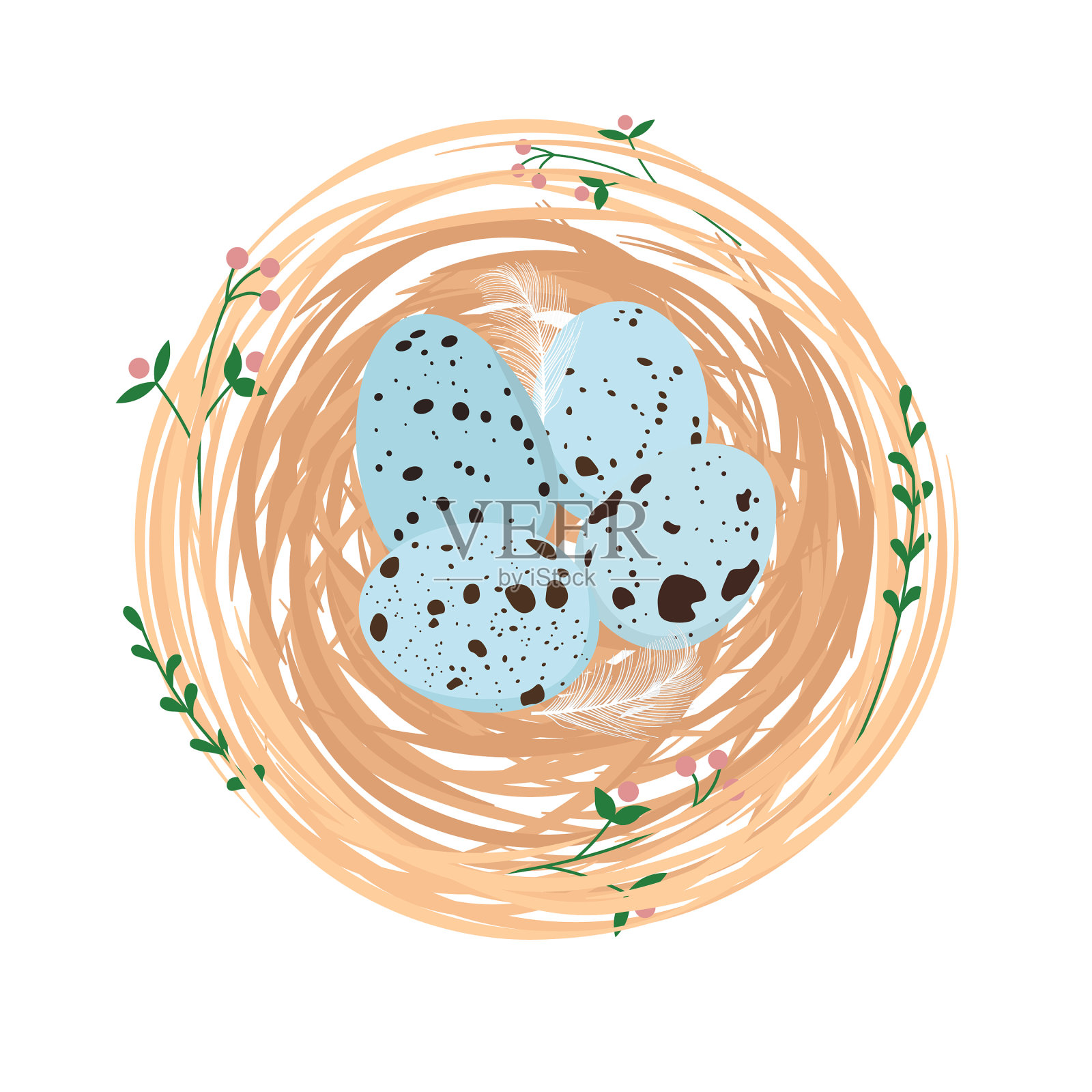 鸟用蛋筑巢设计元素图片