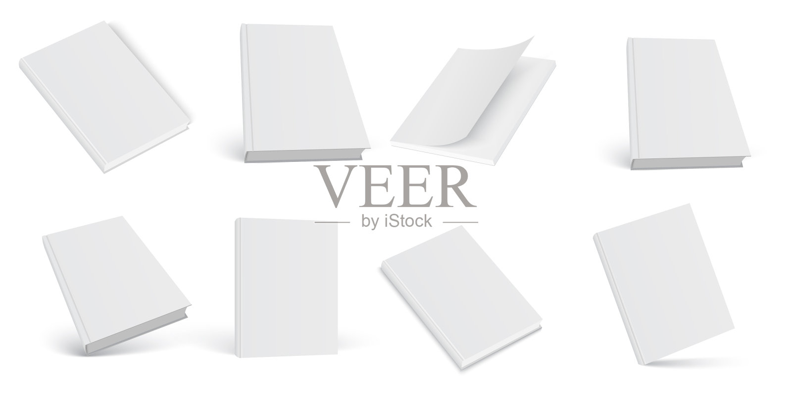 一套3d模拟打开和关闭的书在白色设计模板素材