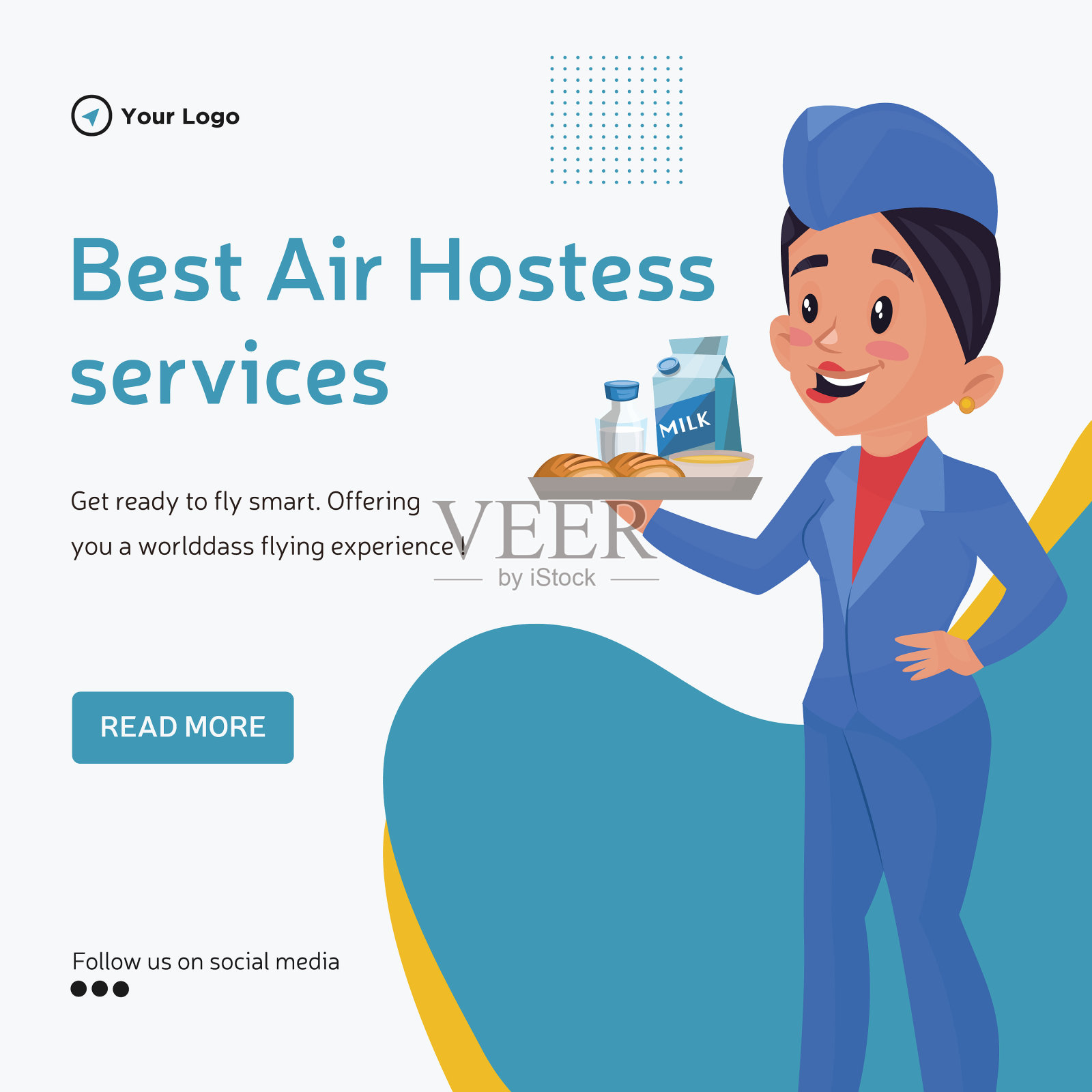 空中小姐的横幅设计插画图片素材