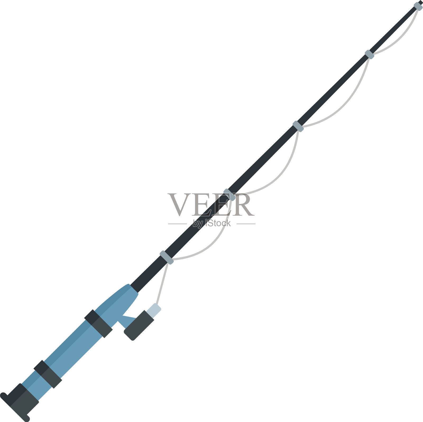 鱼竿竿图标平孤立设计元素图片