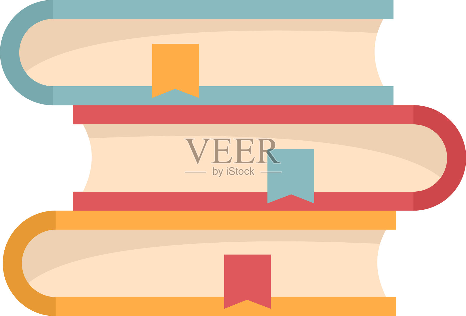 语言学书堆栈图标平孤立设计元素图片