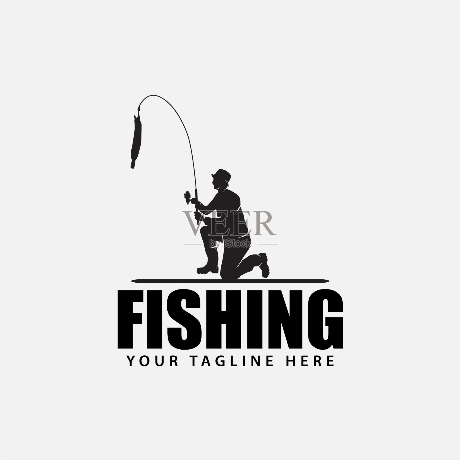 钓鱼标志设计插画图片素材