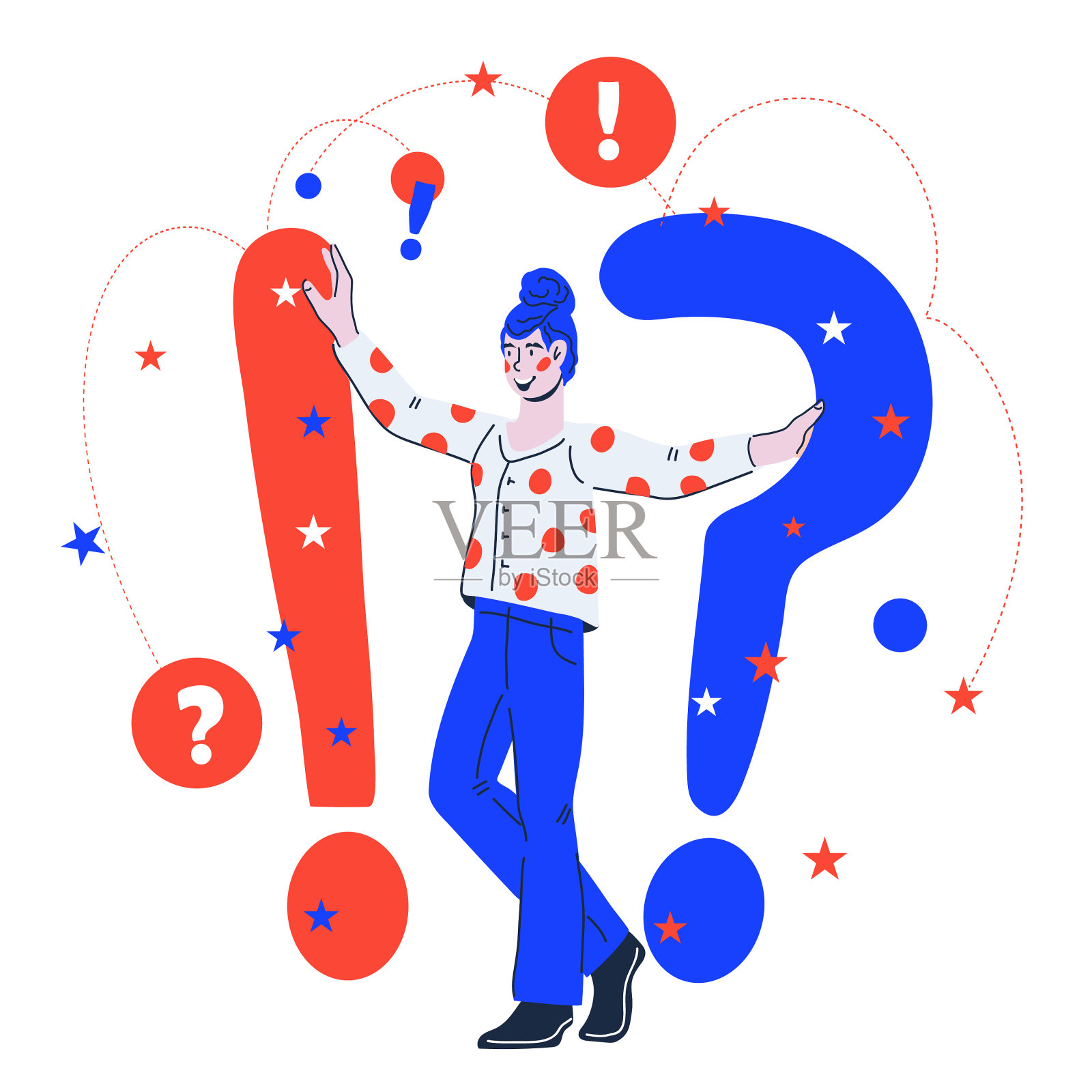 女人与大问题和感叹号测验设计元素图片