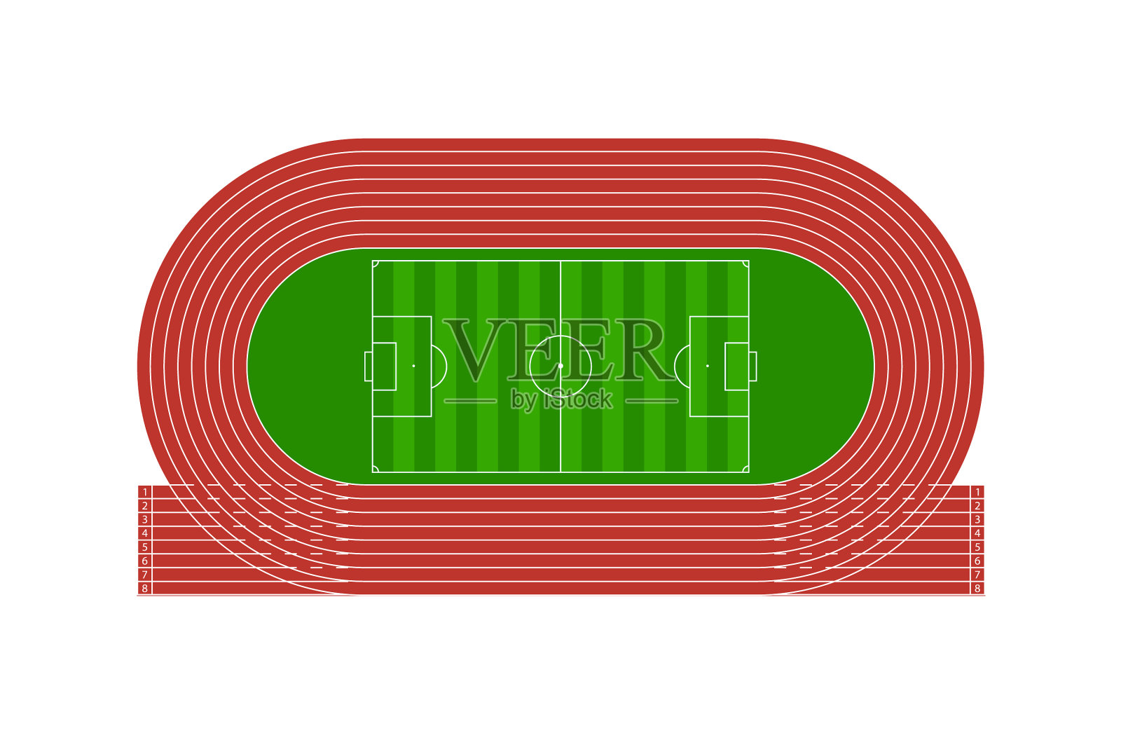 跑道上有足球场，用来踢足球插画图片素材