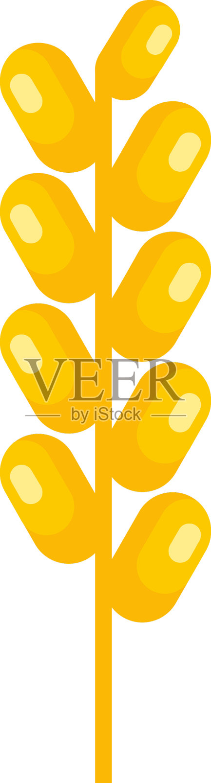 小麦植株图标平坦孤立设计元素图片