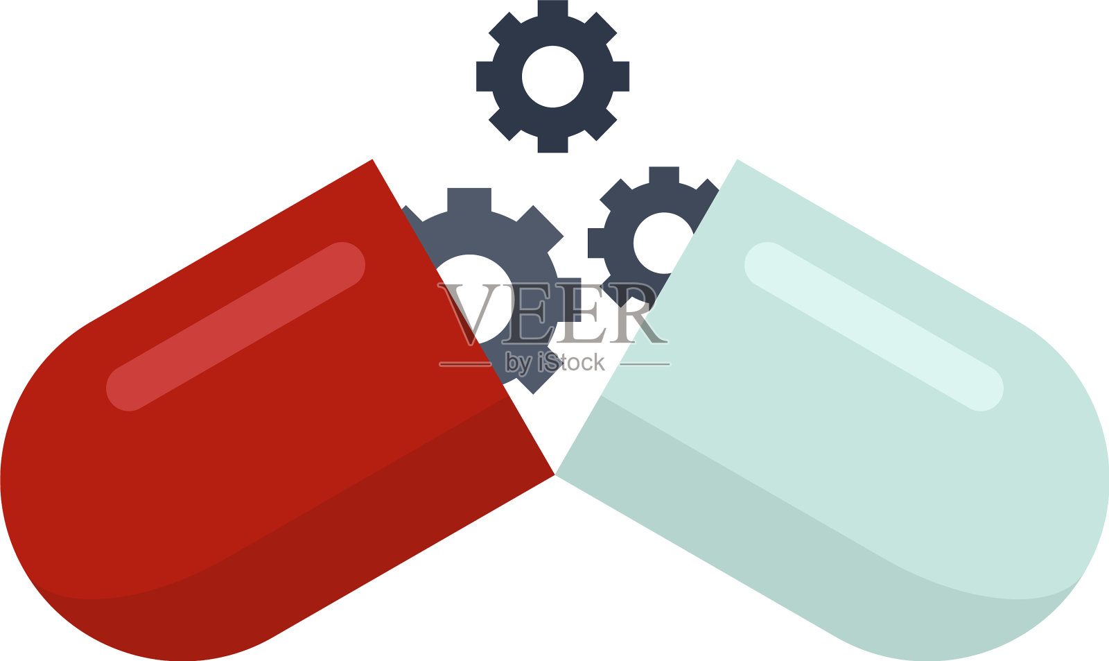 纳米技术胶囊图标扁平隔离设计元素图片