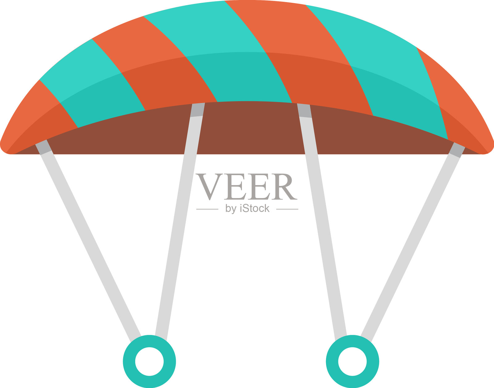 降落伞图标平坦孤立设计元素图片