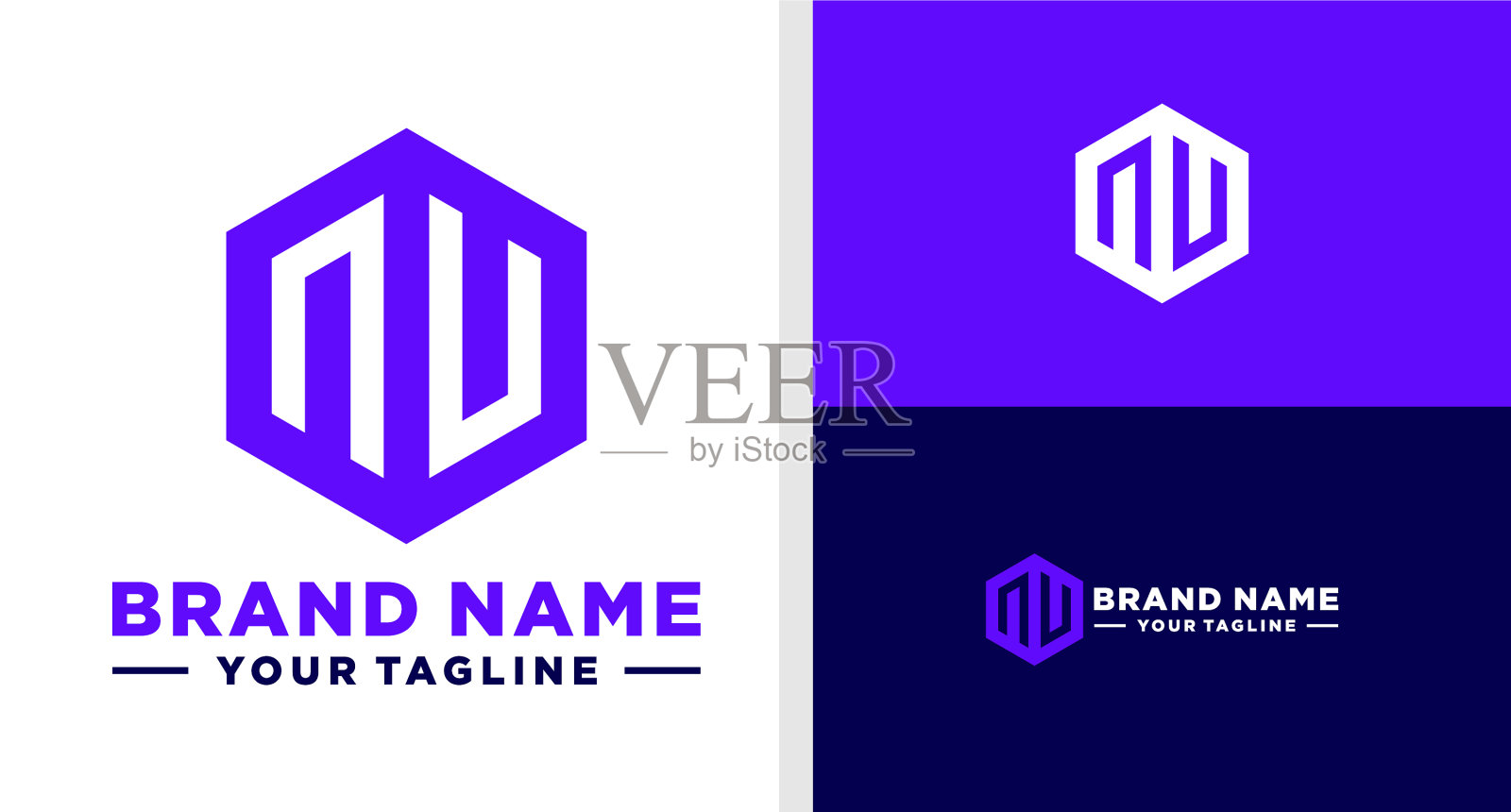 字母n标志字母组合六边形几何可编辑插画图片素材