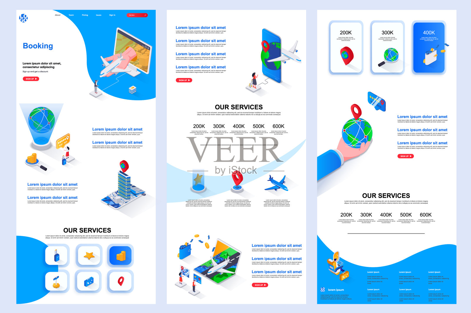 预订服务等距登陆页面设计模板素材