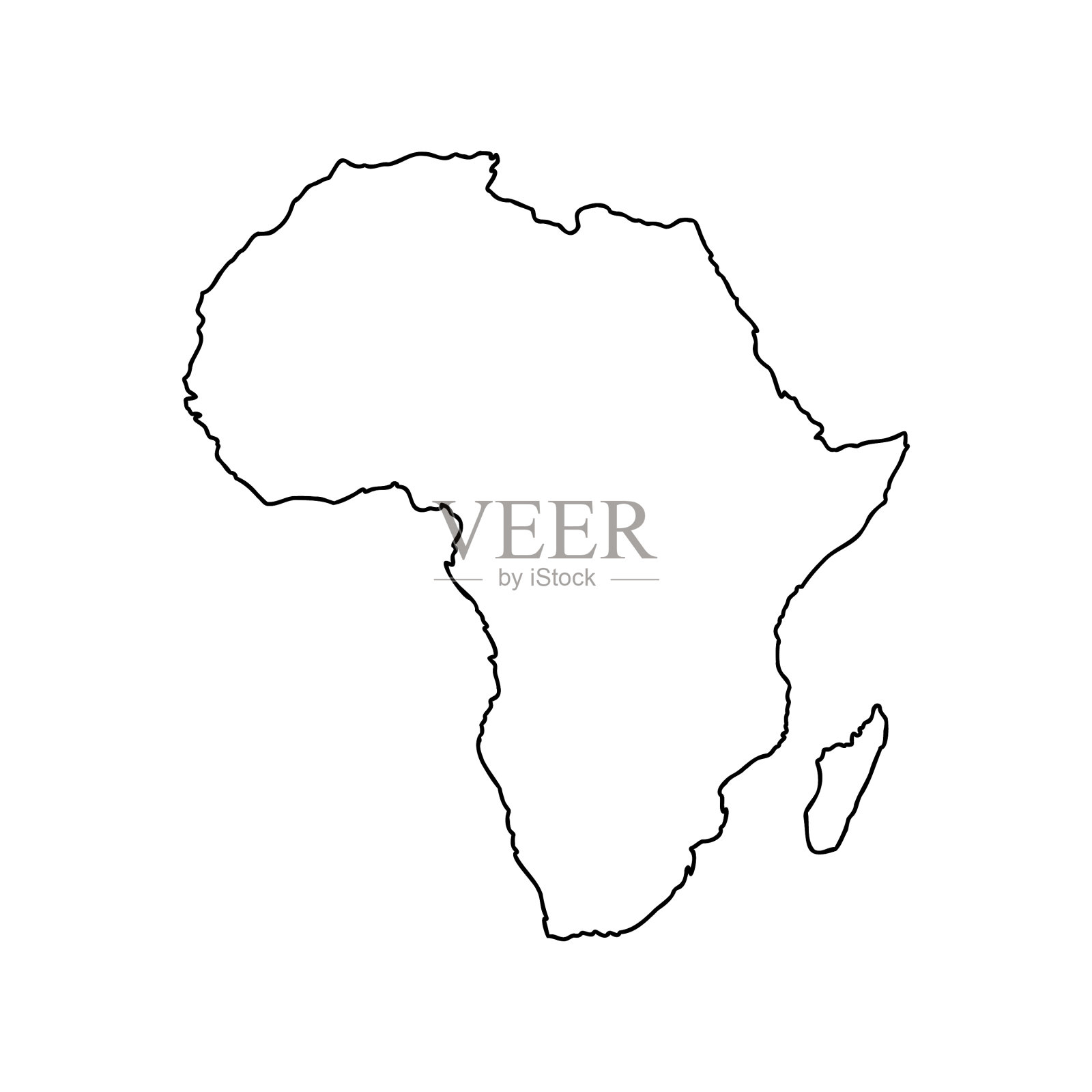 非洲地图轮廓图形手绘插画图片素材