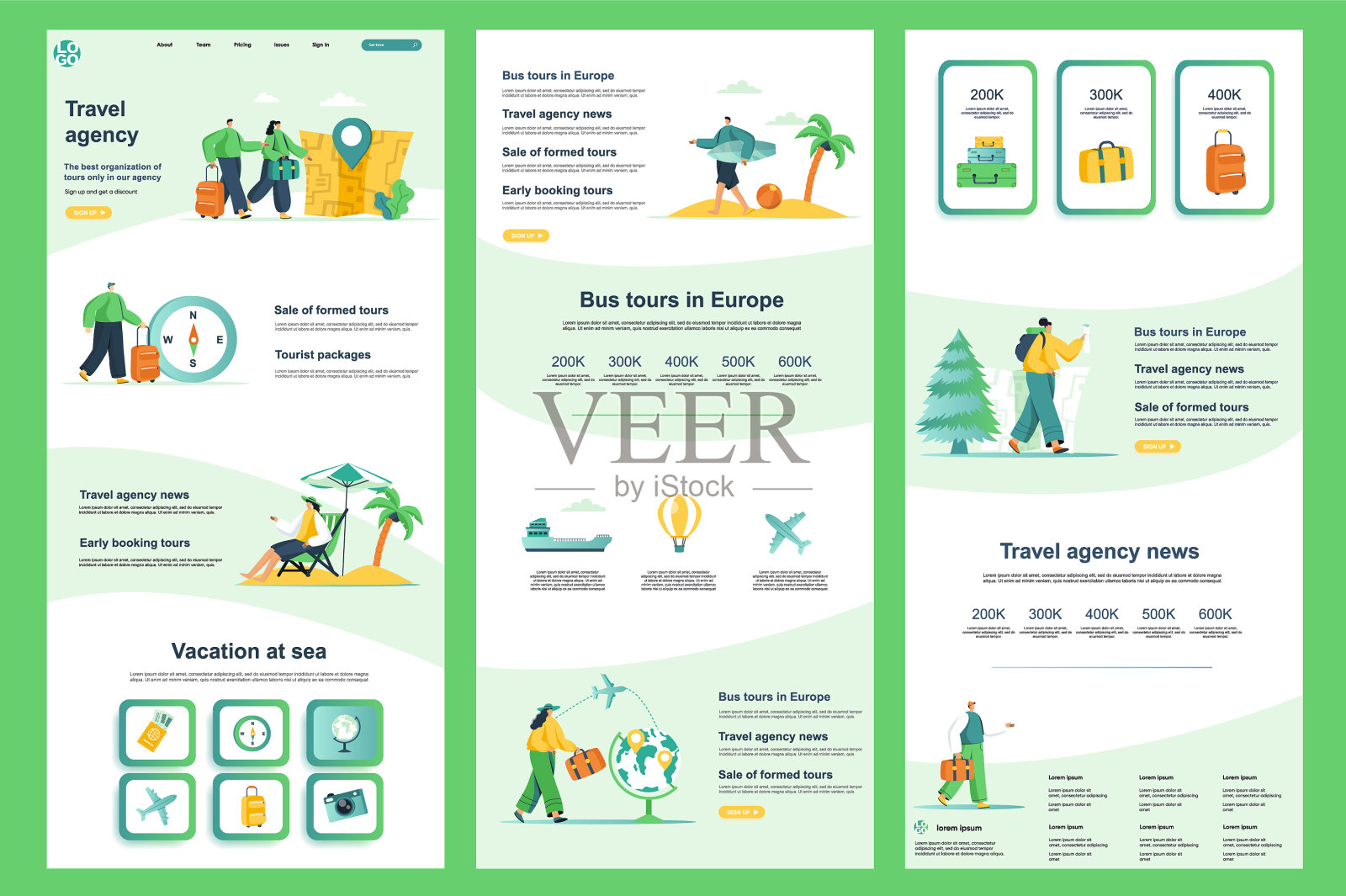 旅行社平面登陆页面设计模板素材