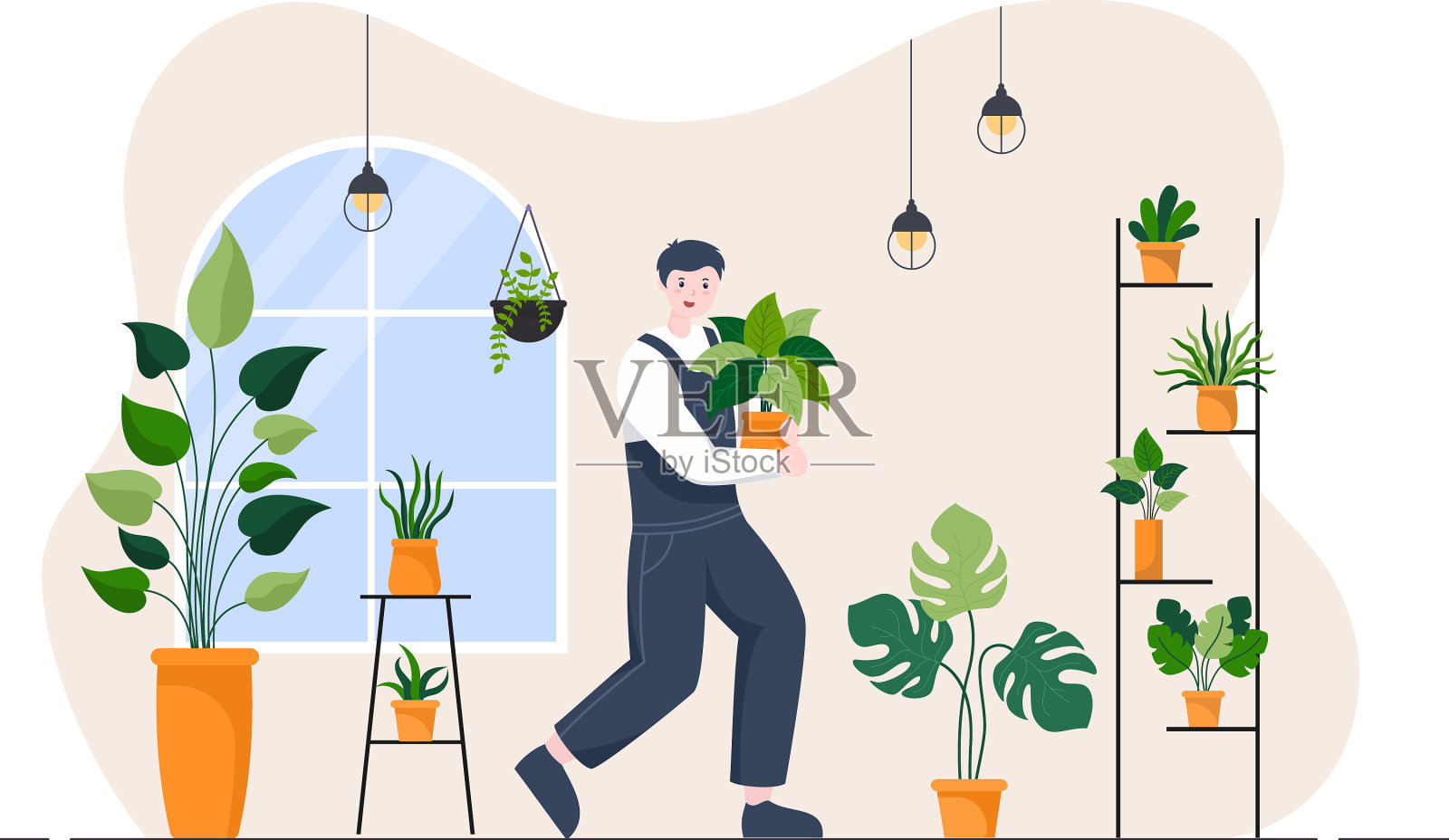 花卉店和植物店，花店的照顾设计元素图片