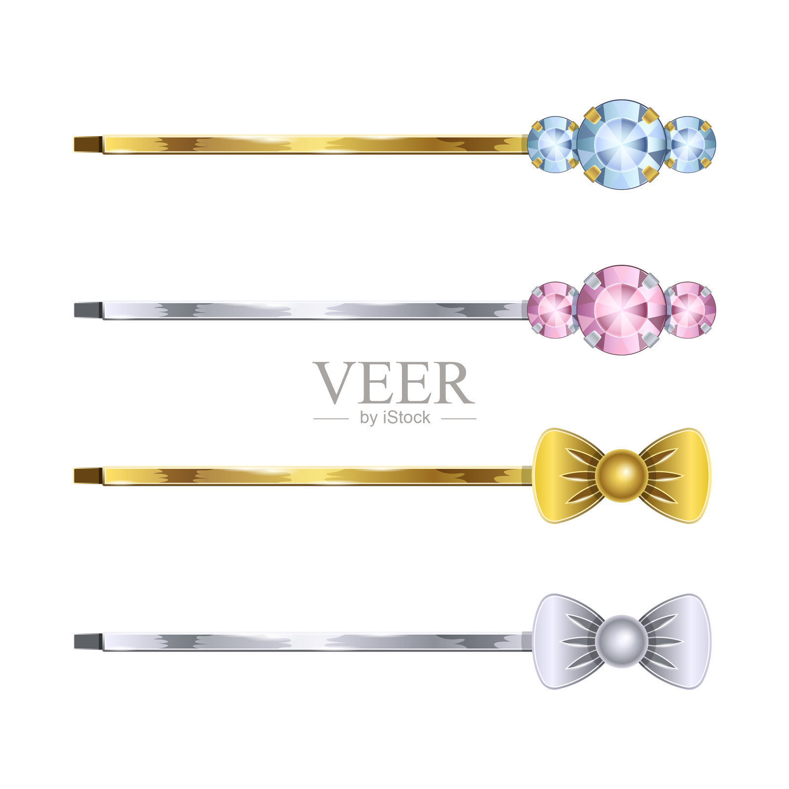 Set jewelry发夹写实孤立插画图片素材