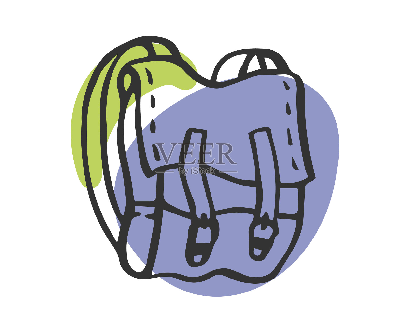 涂鸦风格的徒步背包设计元素图片