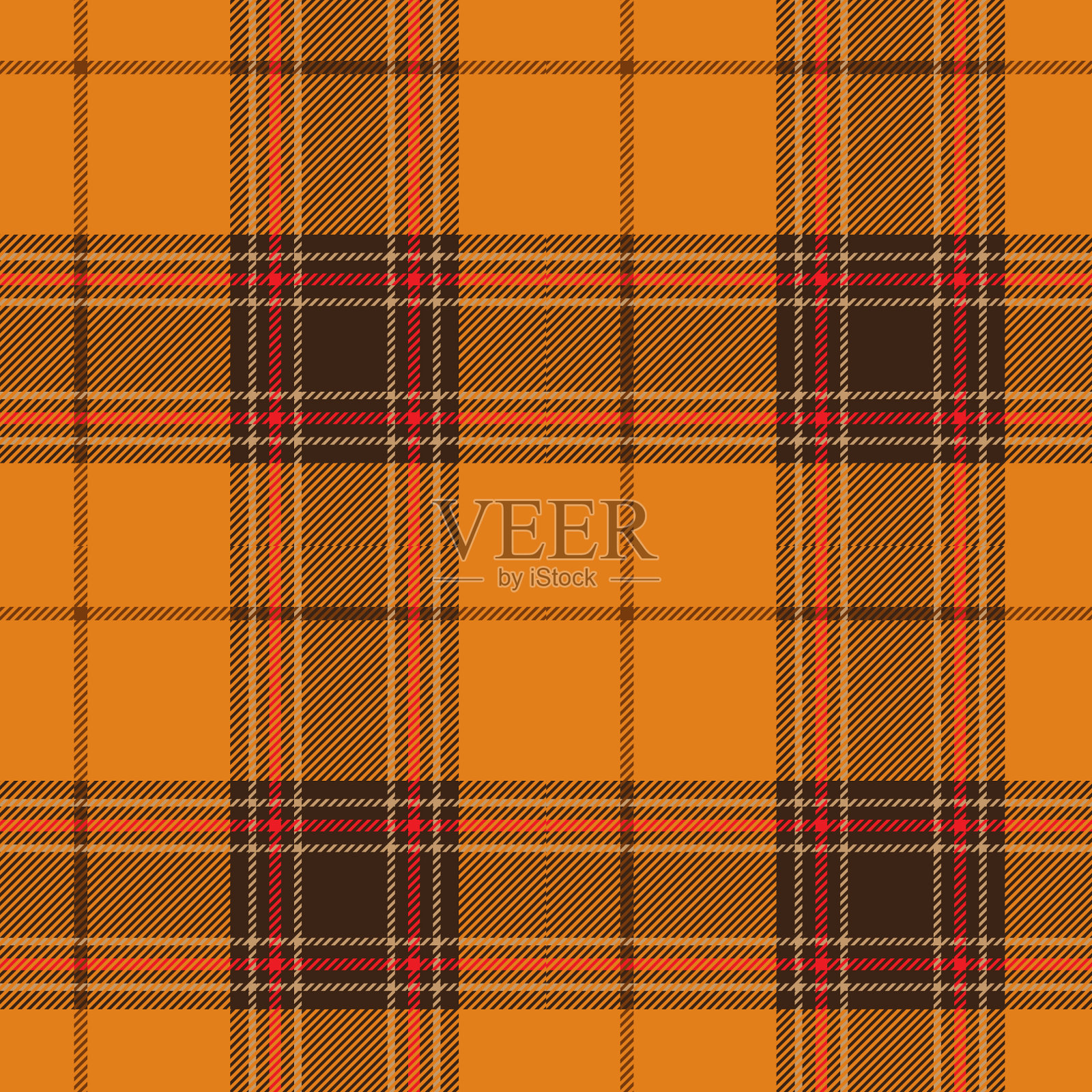 橙褐色格子花呢布样插画图片素材