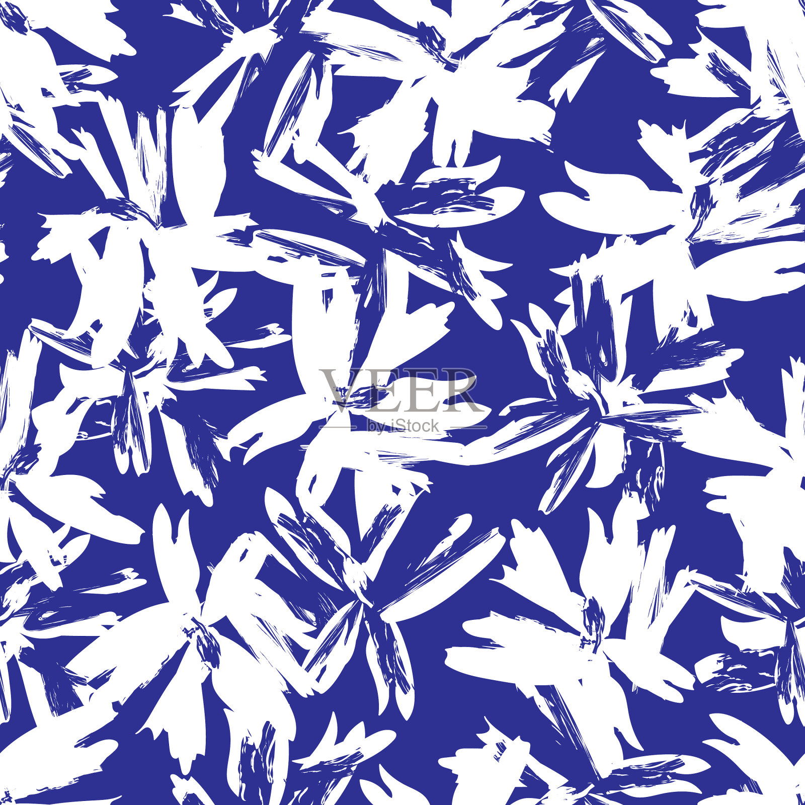 花卉笔触无缝图案背景插画图片素材