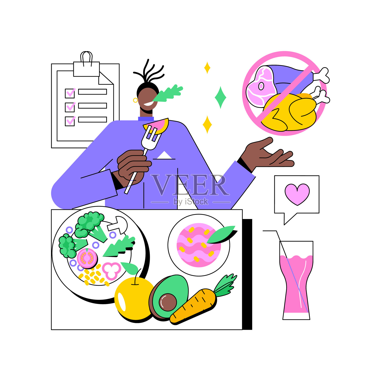 纯素饮食的抽象概念设计元素图片