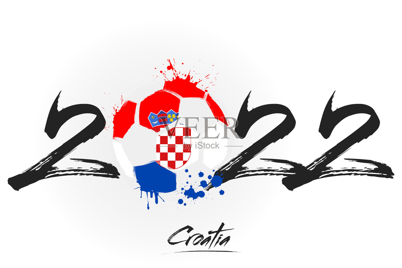 2022世界杯和克罗地亚国旗颜色的足球设计元素图片