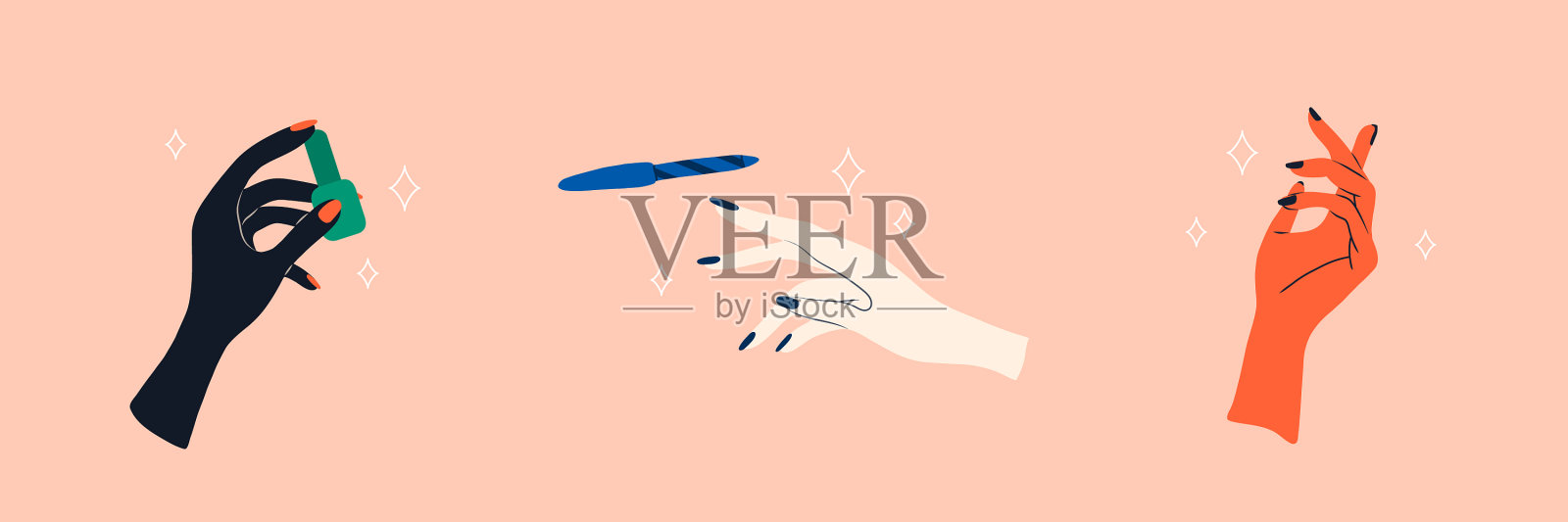 美甲足疗理念优雅女性插画图片素材