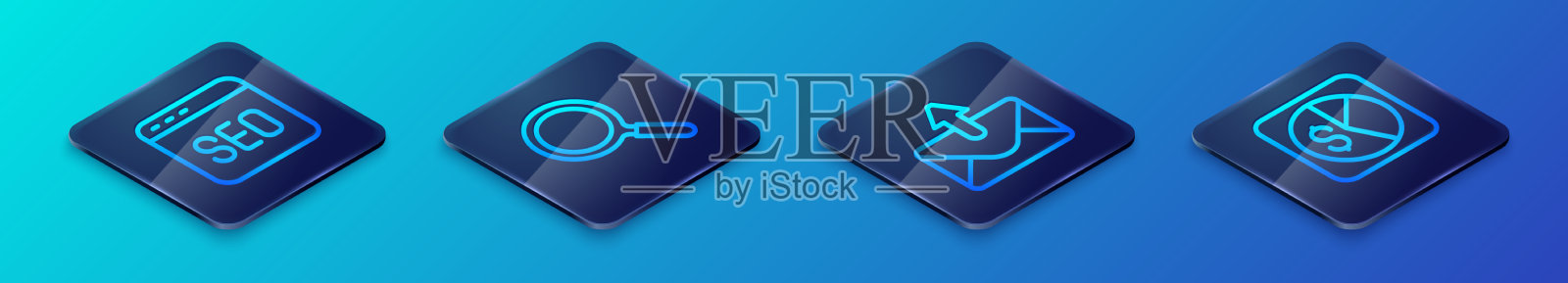 设置等距线邮件和电子邮件seo图标素材