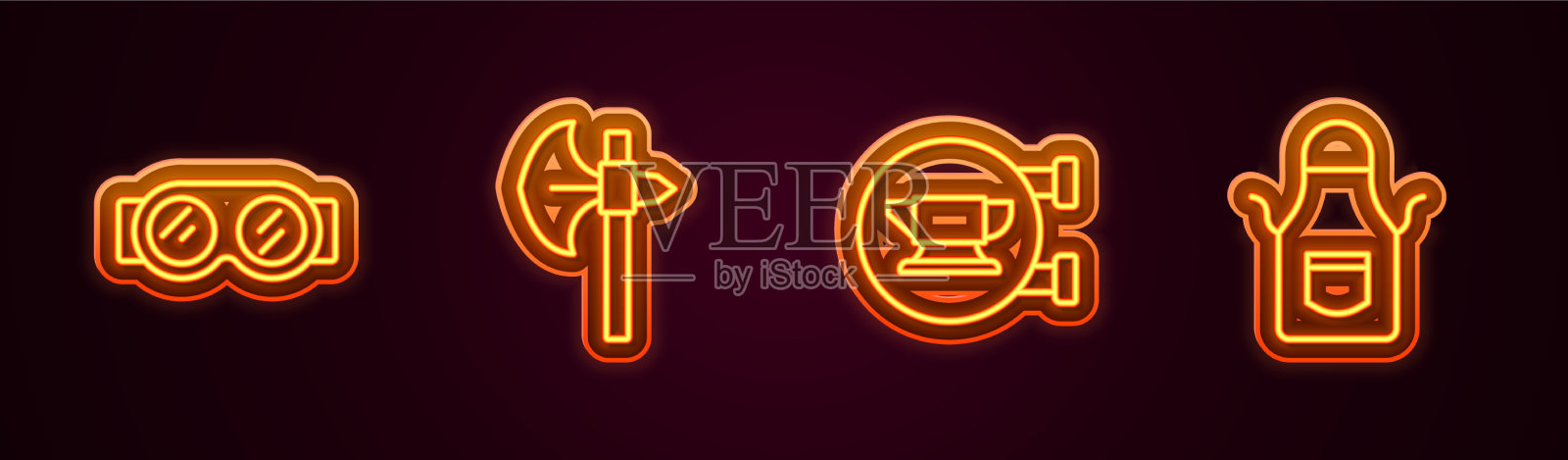 定线焊接眼镜中世纪斧头铁匠图标素材