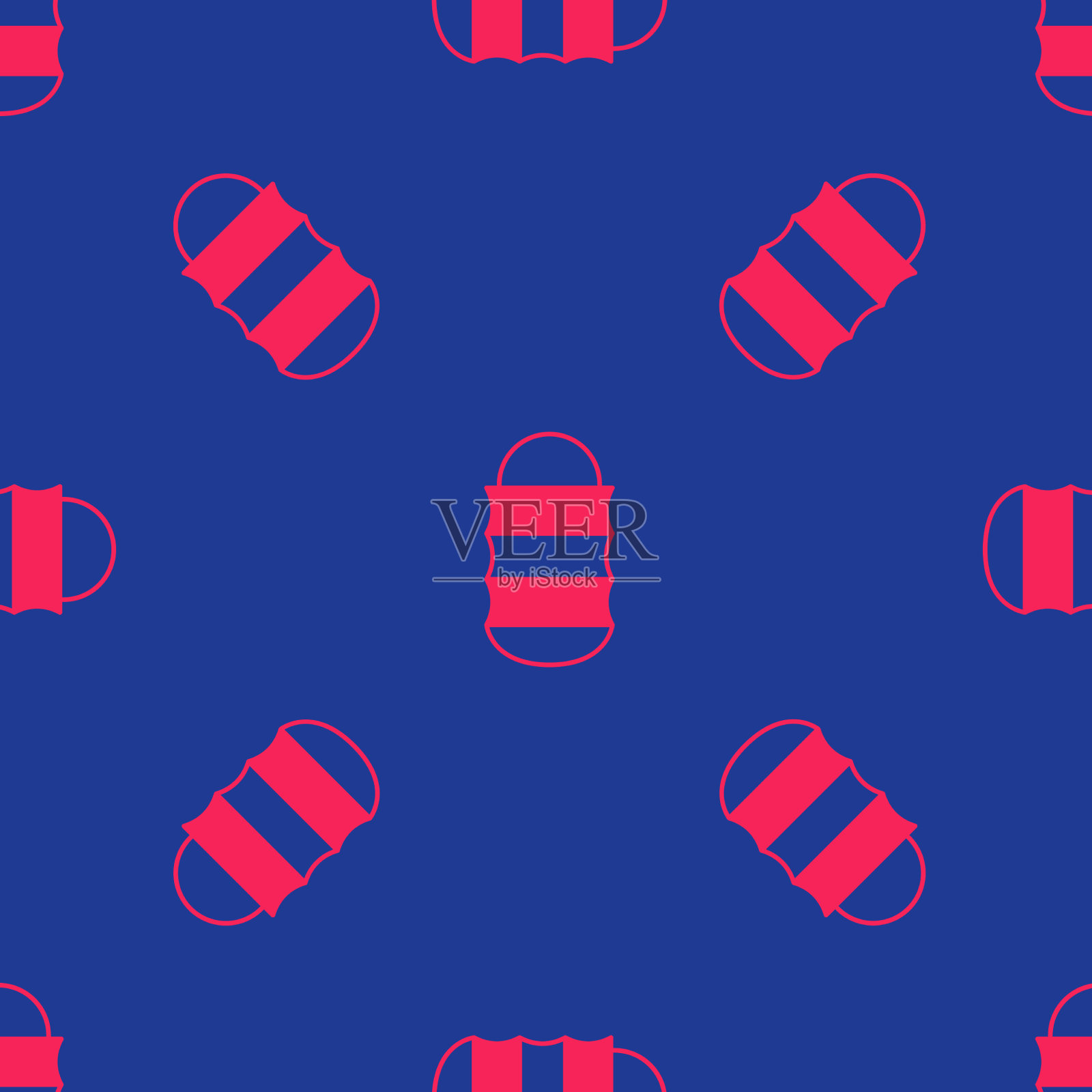 红色渔网图标孤立无缝图案上插画图片素材