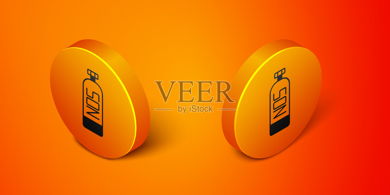 橙色上分离出一氧化二氮等距图标插画图片素材