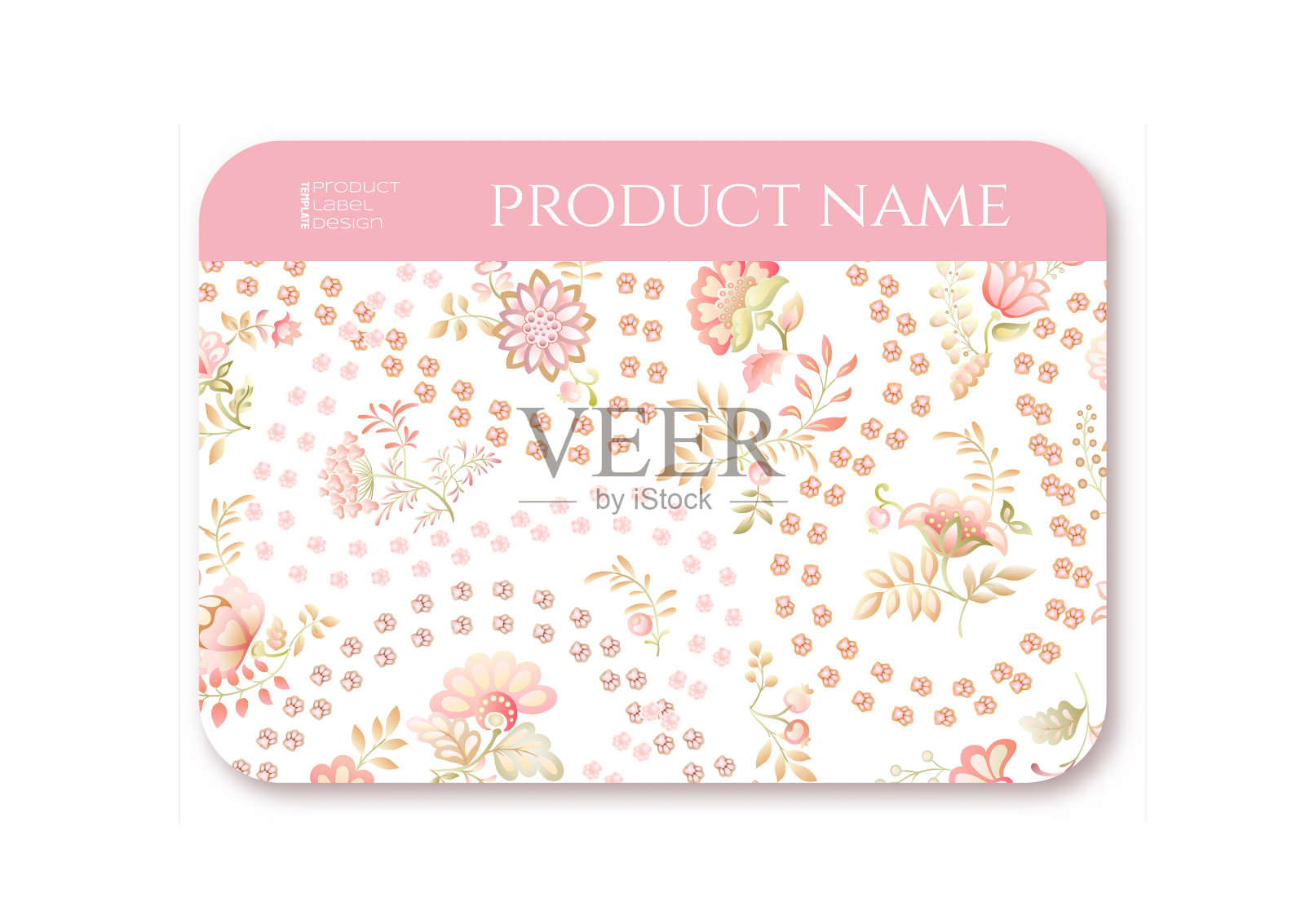 可爱的幻想花与猫爪印动物插画图片素材