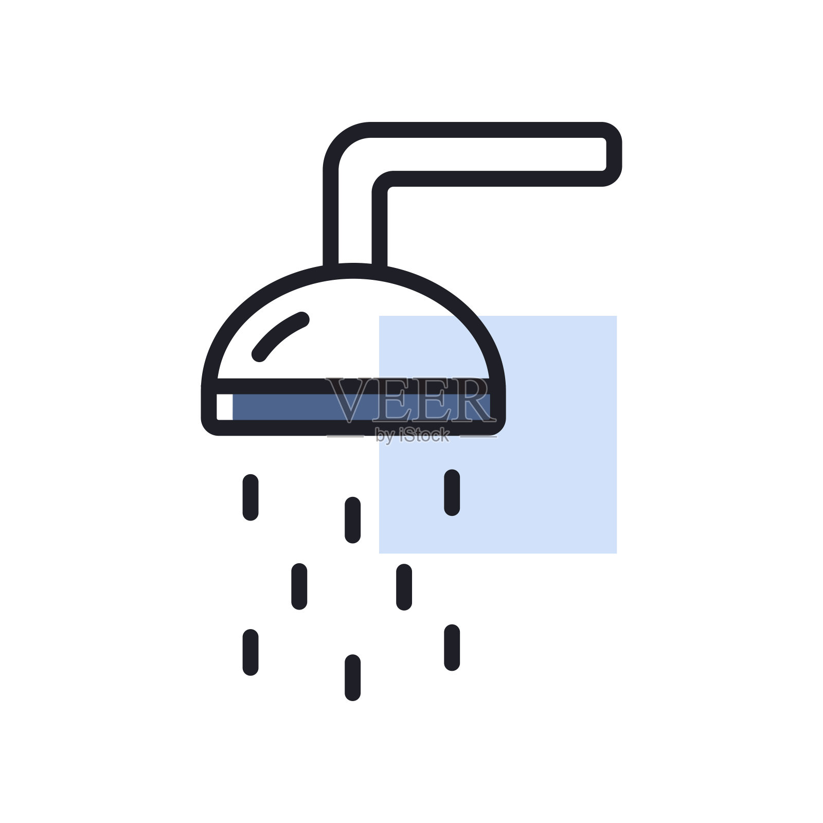 海滩淋浴平面矢量图标。夏天的迹象插画图片素材