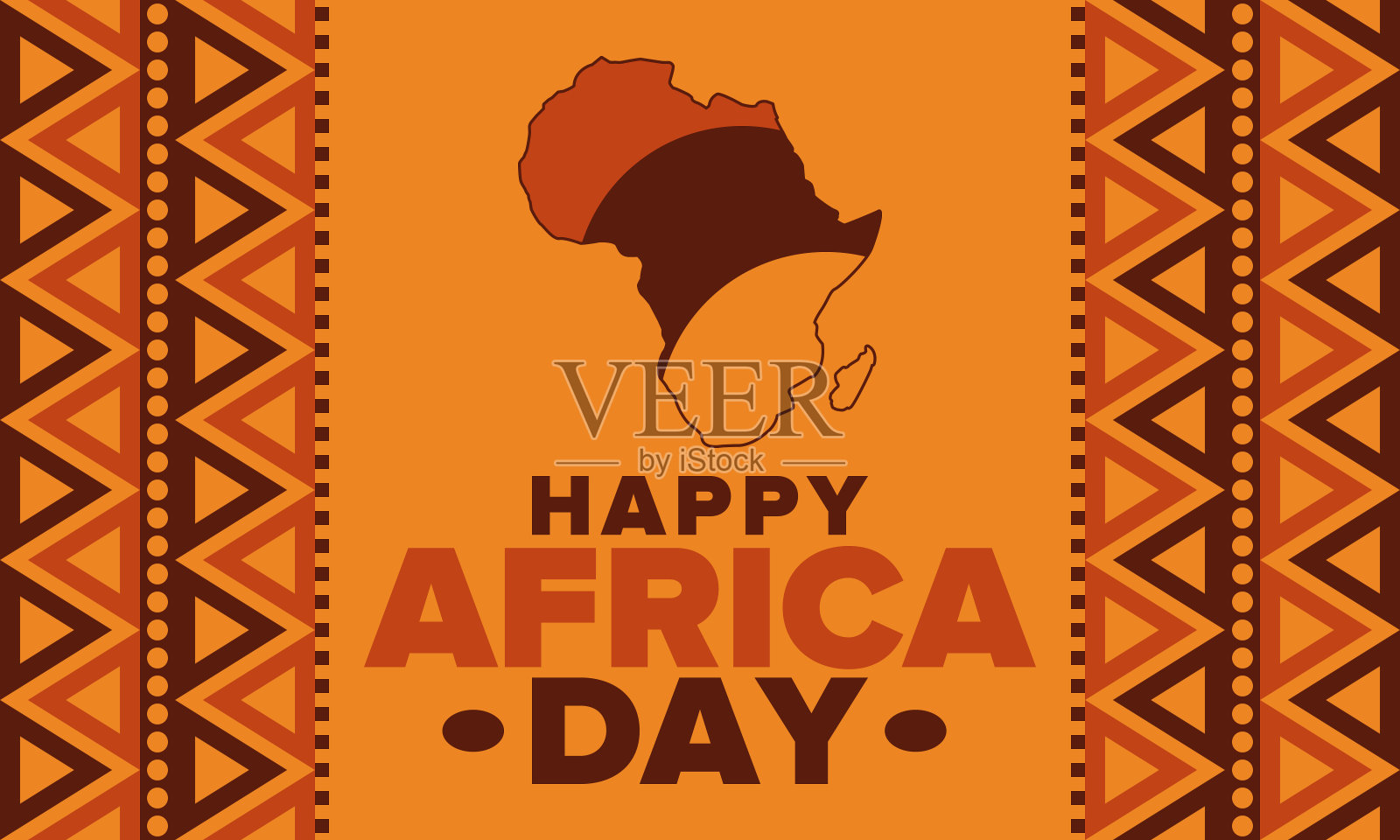 非洲的一天。非洲自由日和解放日快乐。每年在非洲大陆和世界各地庆祝。非洲的模式。海报，卡片，横幅和背景。矢量图插画图片素材