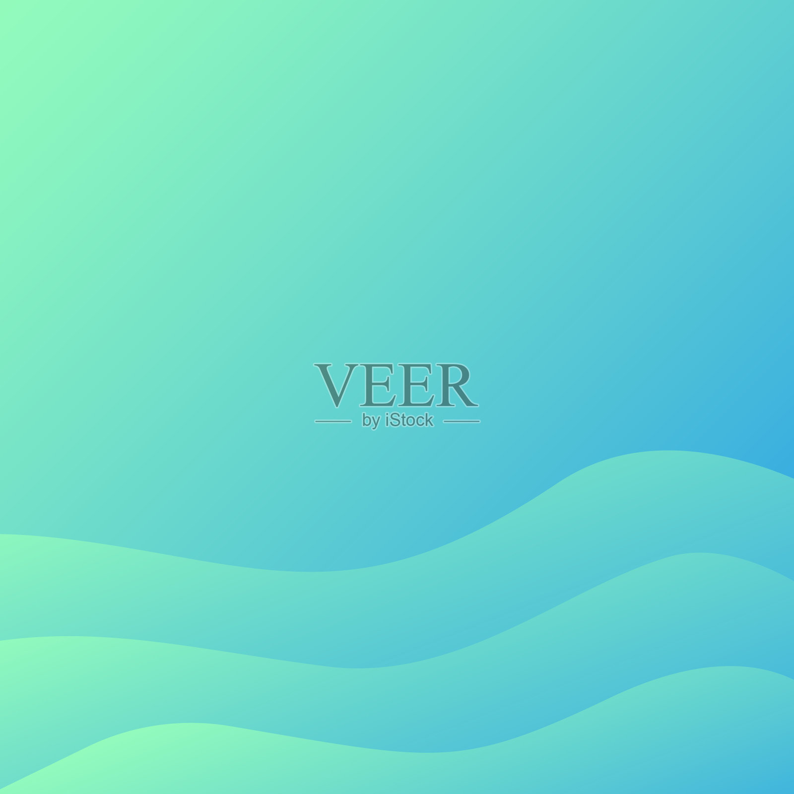 颜色梯度流体波纹背景模板。抽象梯度方形模板的社交媒体发帖，促销业务横幅和海报。绿色和蓝色的颜色溢出梯度。插画图片素材