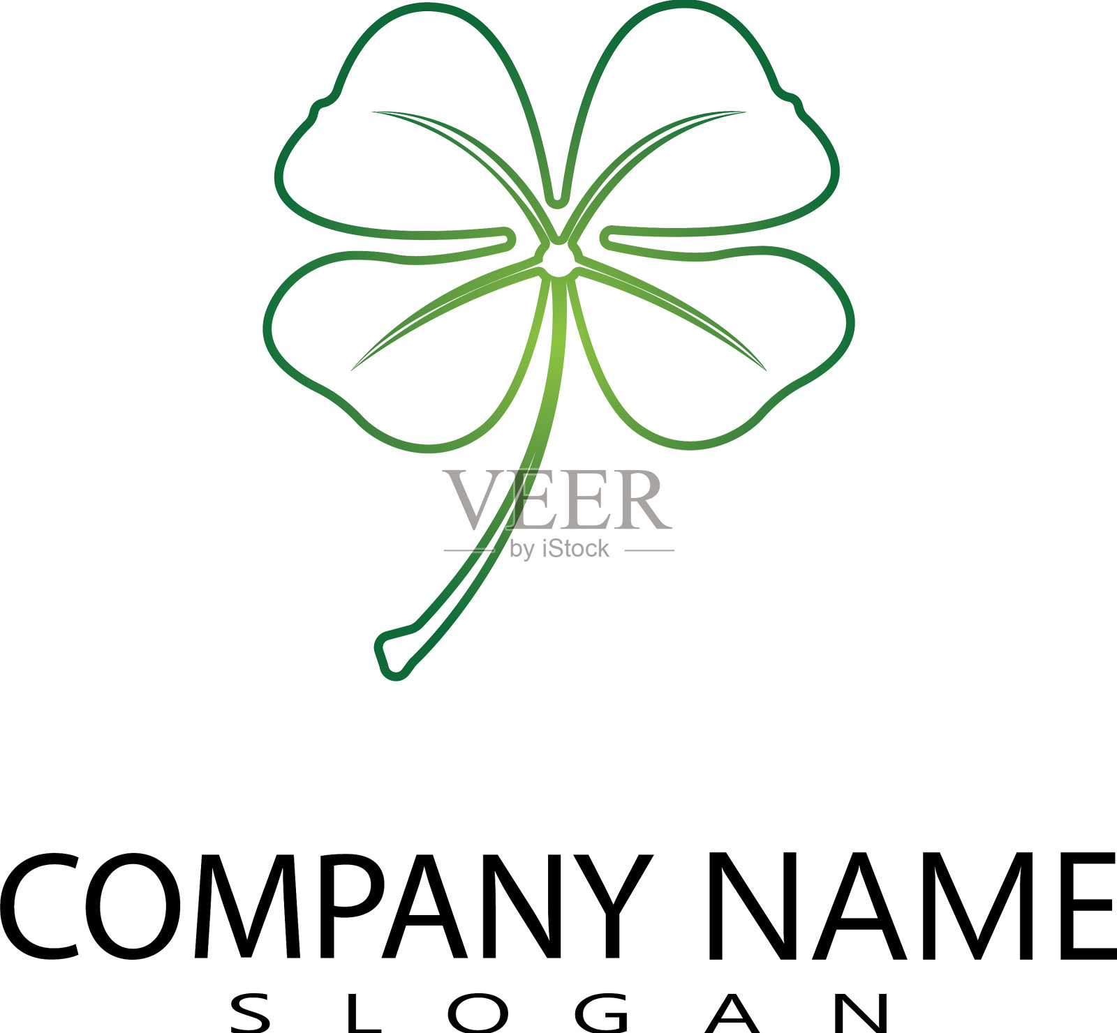 设计绿色三叶草叶logoluck图标平坦插画图片素材