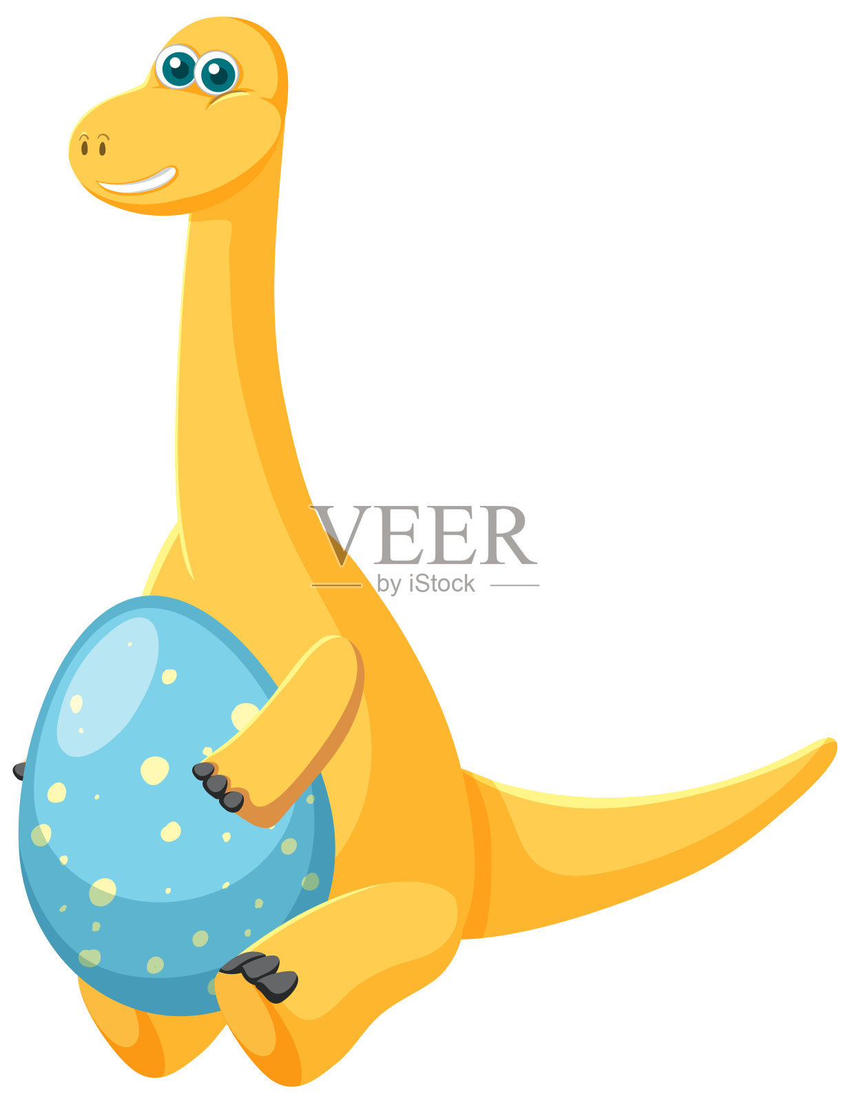 可爱的腕龙恐龙卡通插画图片素材