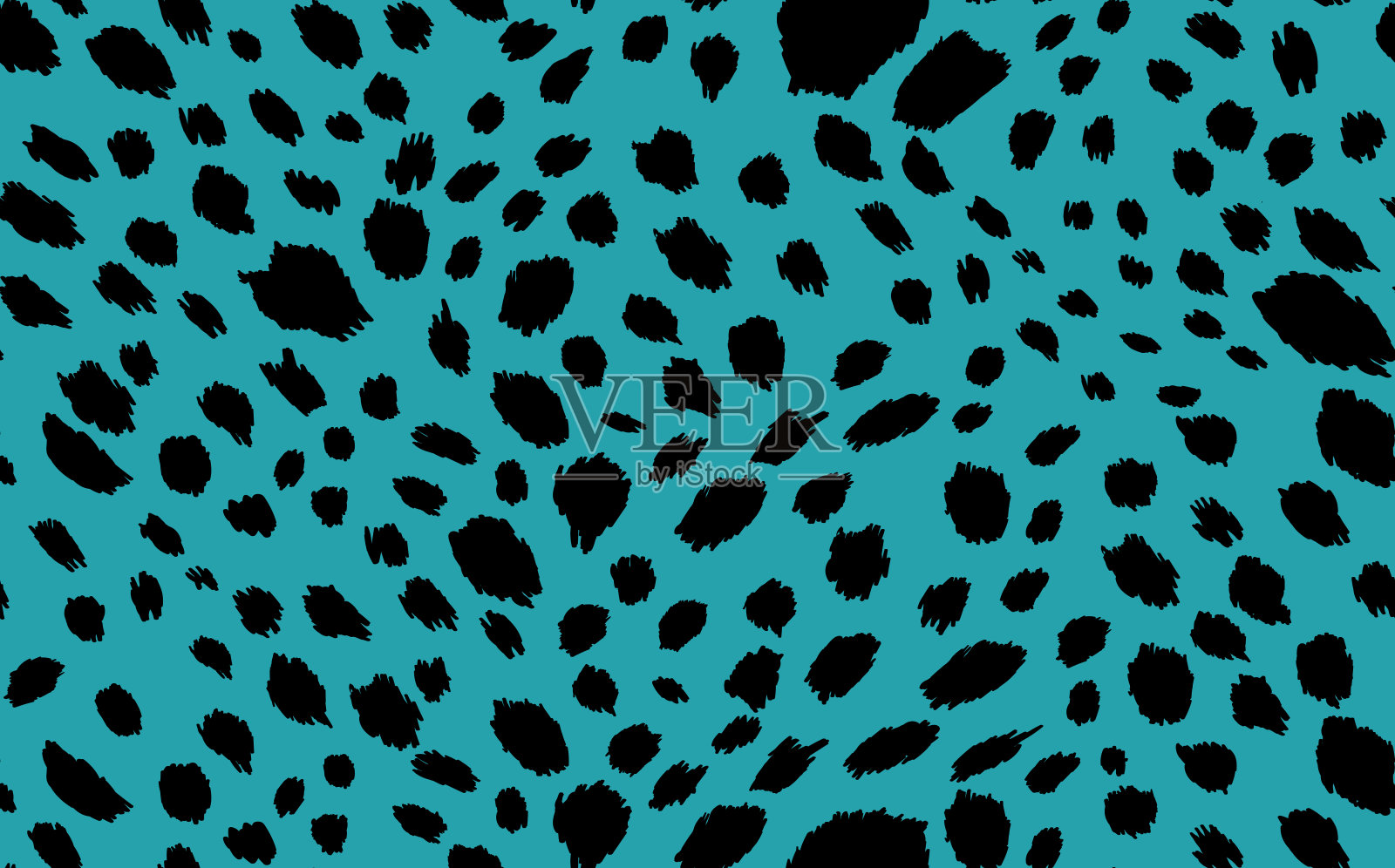 抽象现代豹无缝图案。动物的背景。蓝色和黑色装饰矢量股票插图印刷，卡片，明信片，织物，纺织品。风格化皮肤的现代装饰插画图片素材