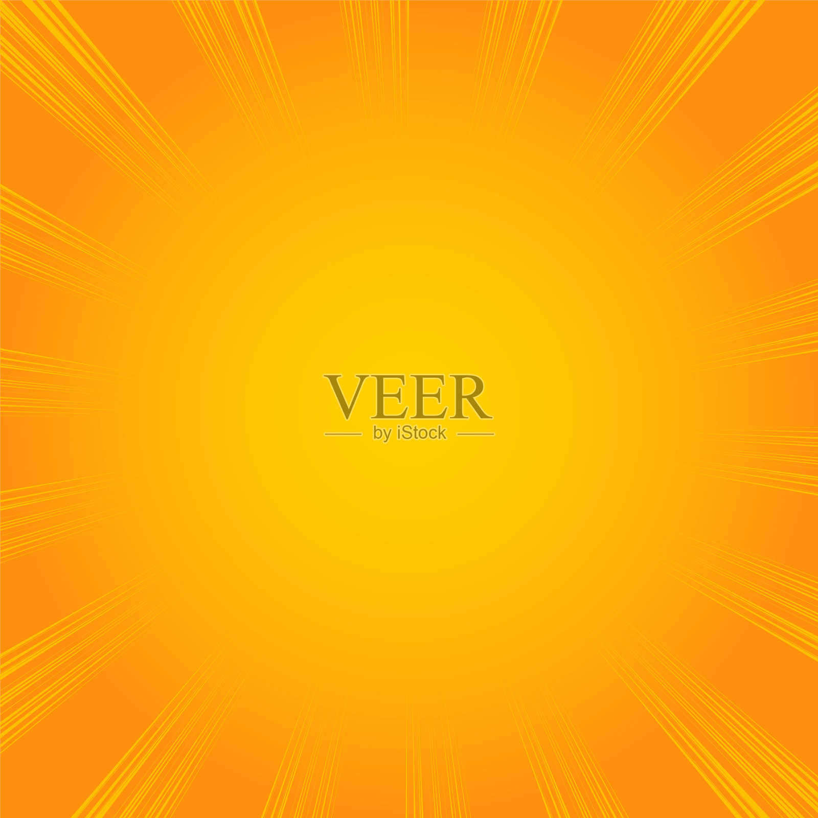 明亮的橙色阳光背景与射线向中心。插画图片素材