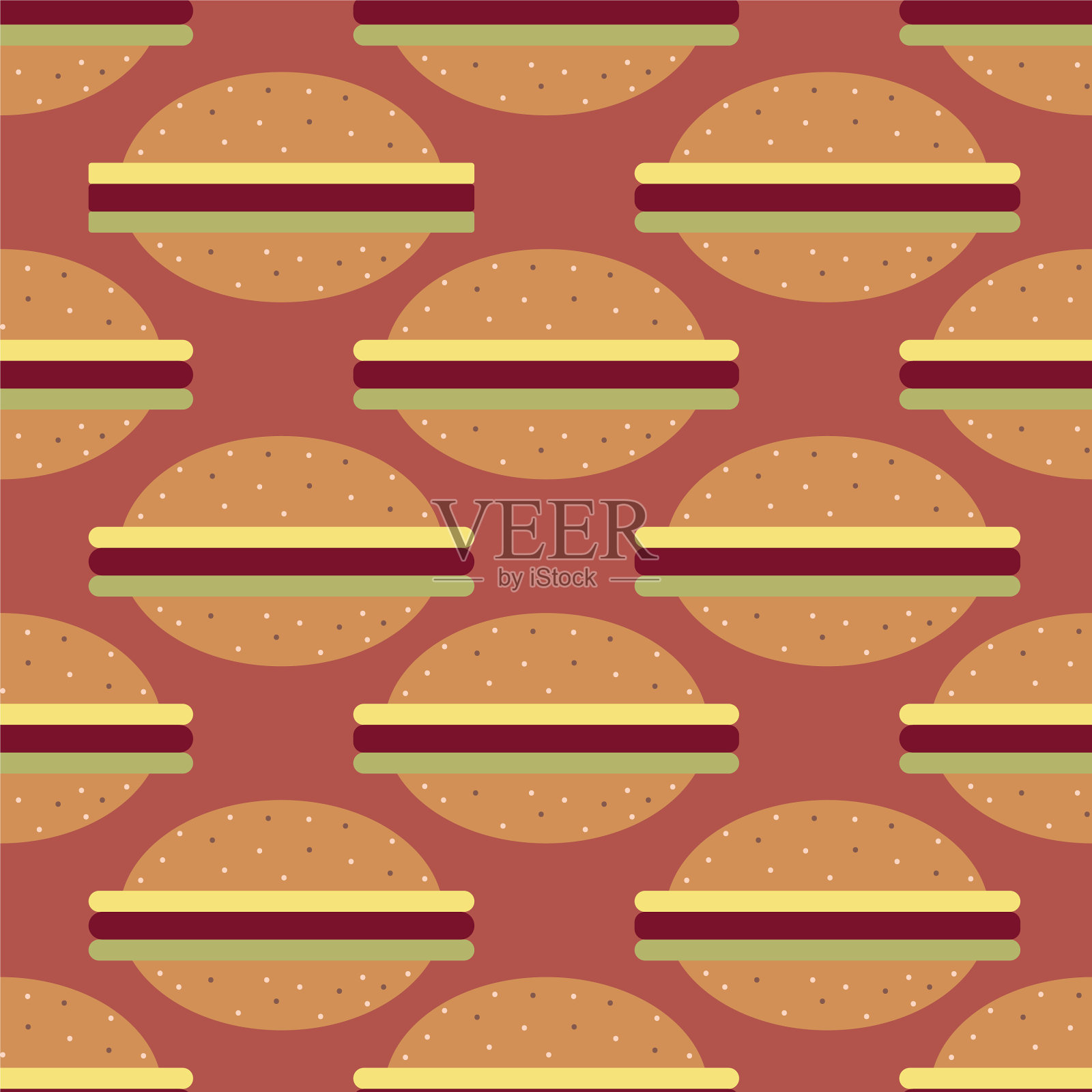 一个简单的图文汉堡无缝图案插画图片素材