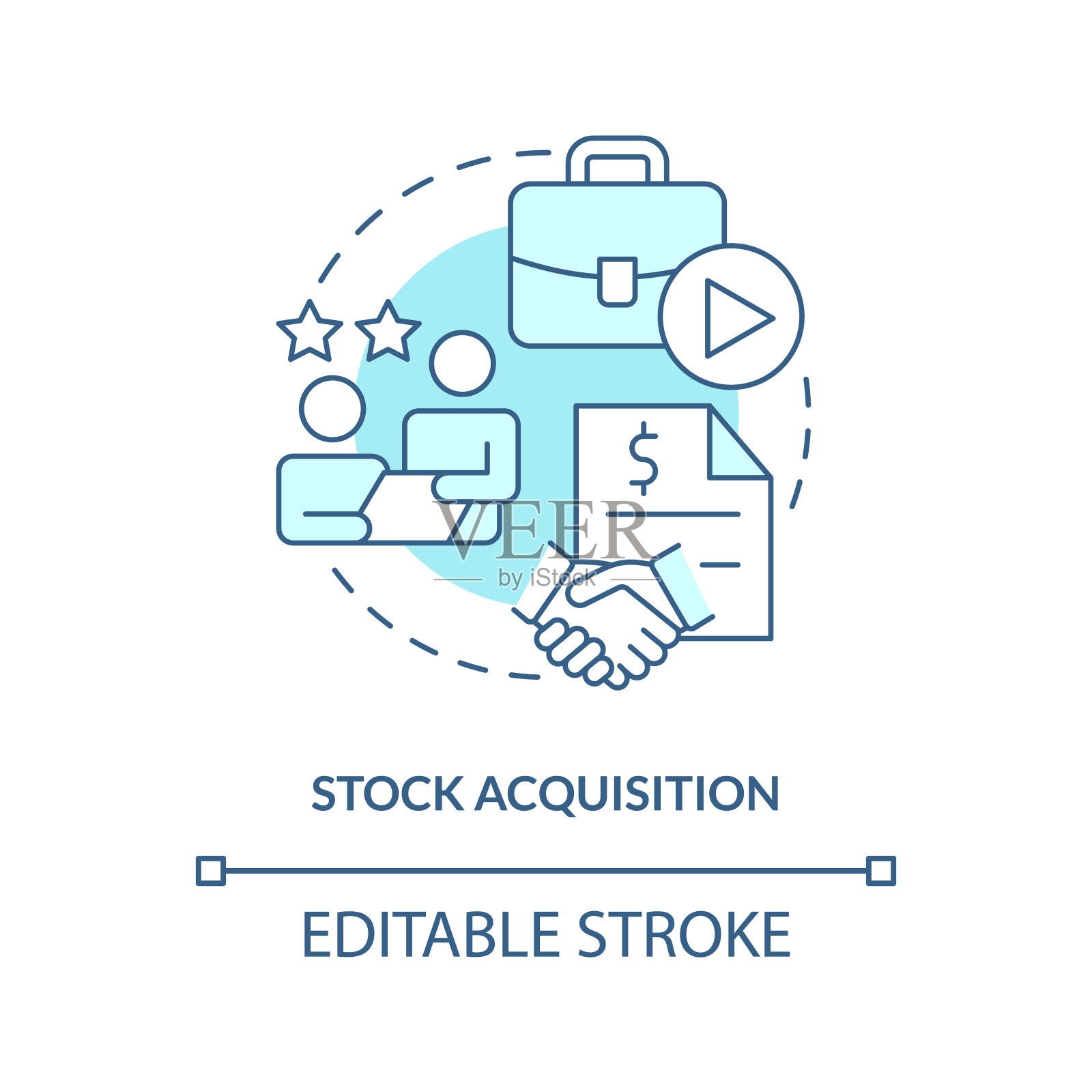 股票收购蓝绿色概念图标插画图片素材